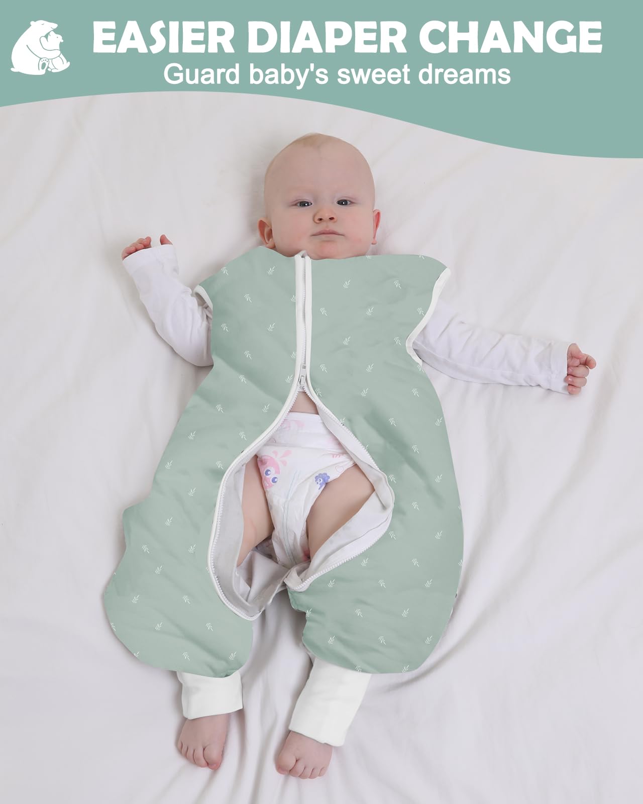 Lictin suvine beebi magamiskott jalgadega, 0.5 TOG, 100% puuvill, 3–4 aastastele