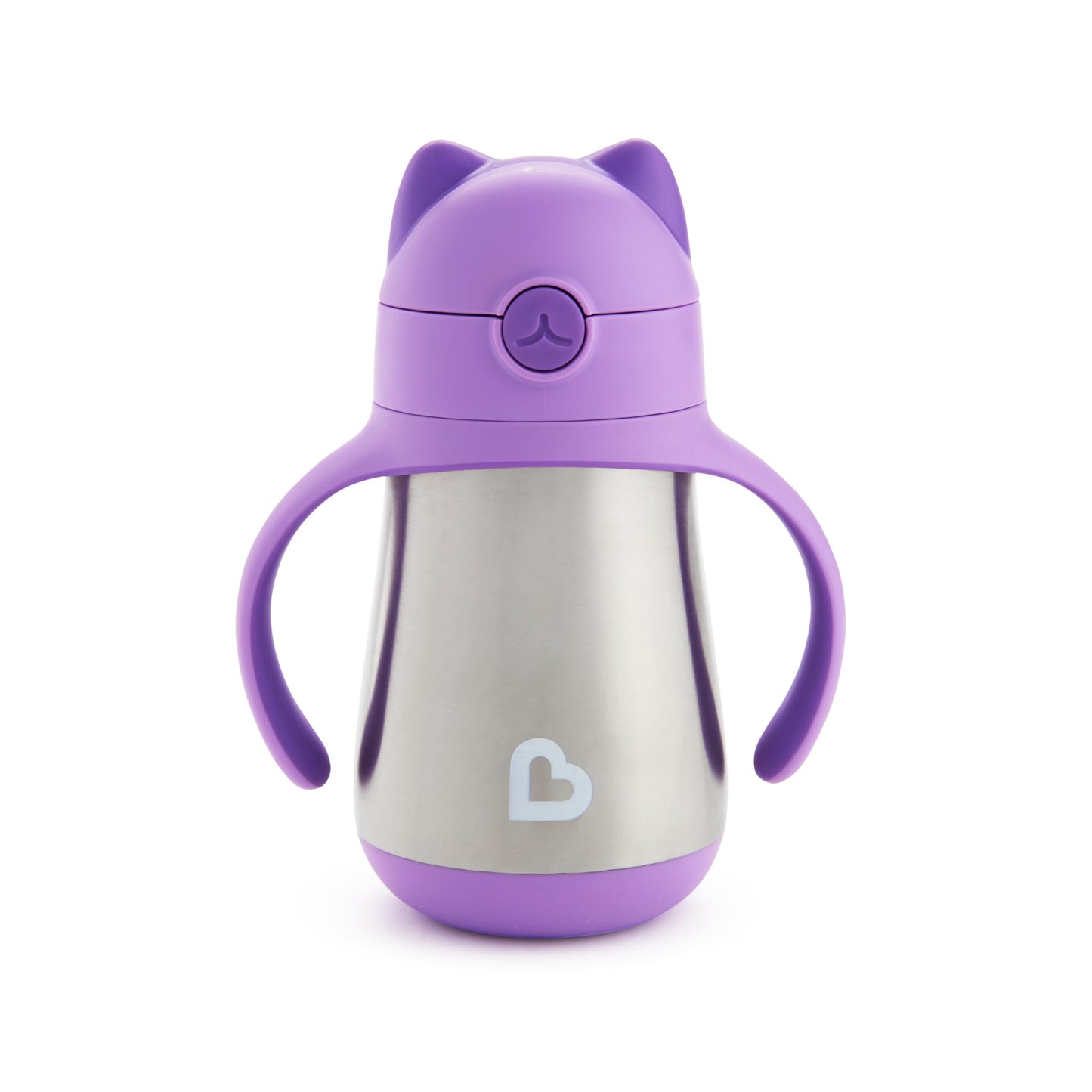 Munchkin roostevabast terasest joogitops kõrrega – Cool Cat, lilla (237 ml)