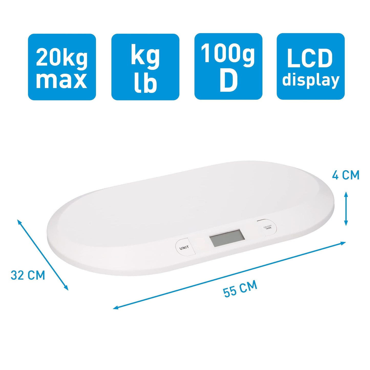 Grundig digitaalne beebikaal täpsusega 10 g, kuni 20 kg, valge