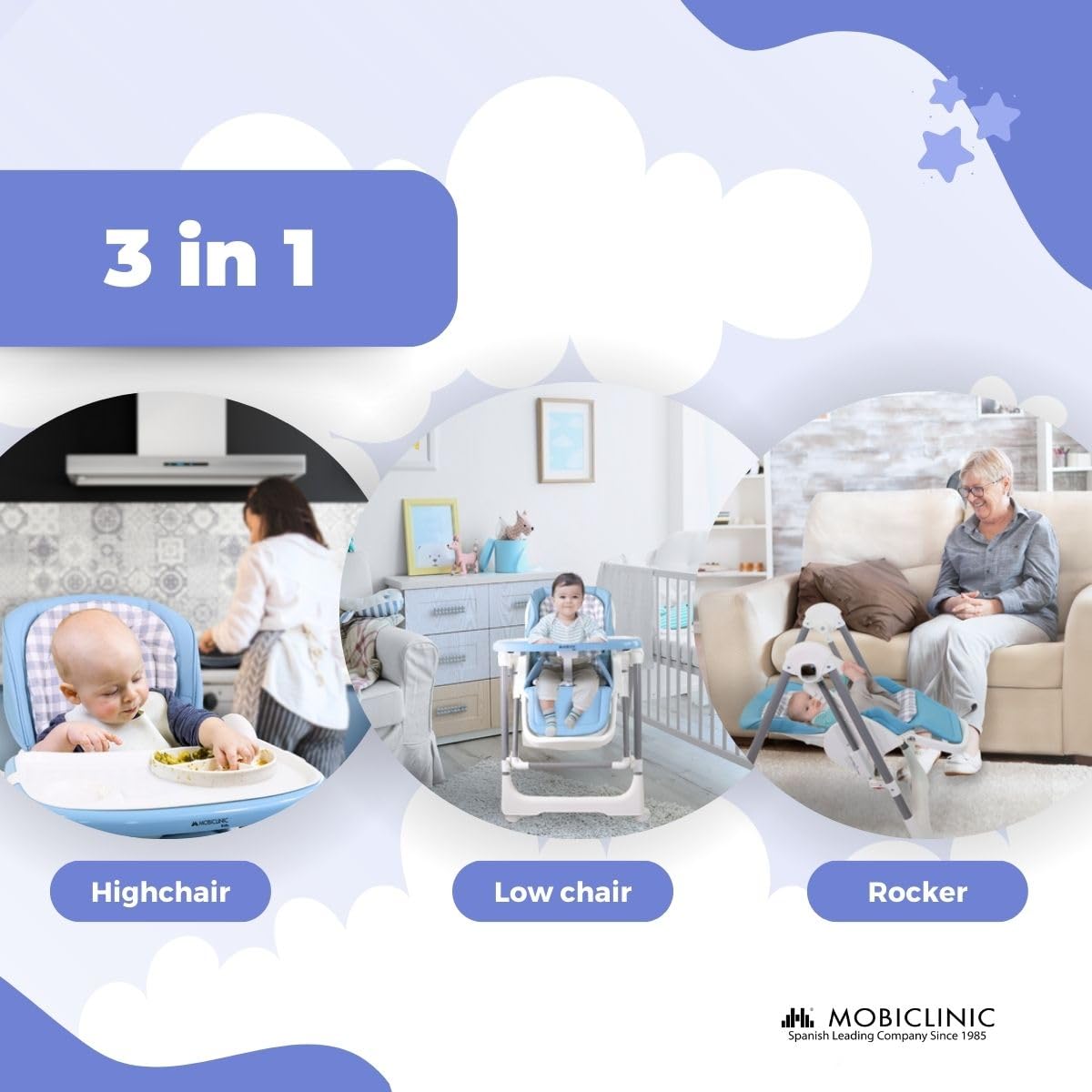 Mobiclinic Nala 2-in-1 kokkupandav söögitool ja kiiktool, sinine