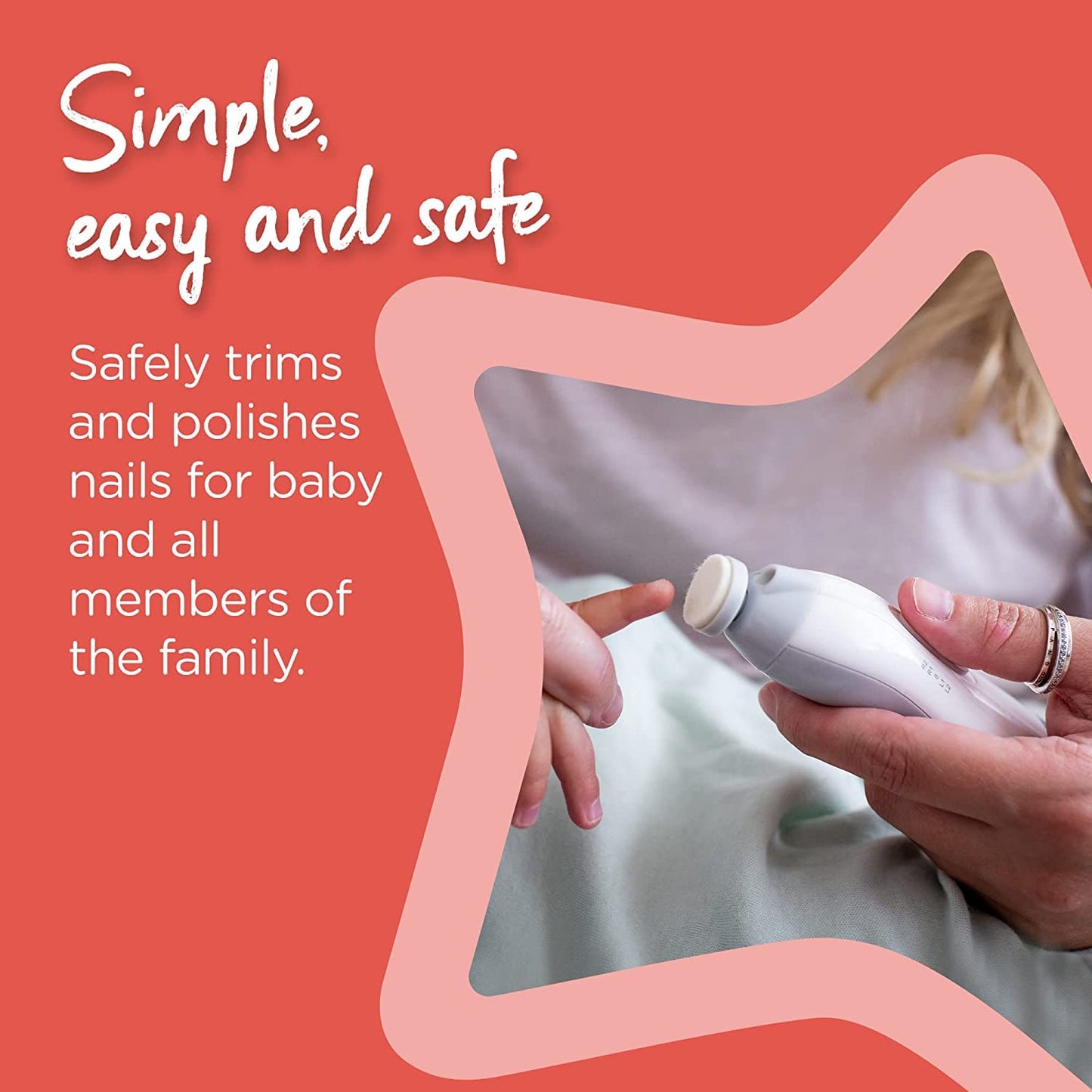 Tommee Tippee elektriline beebide küüneviil LED-valgusega, 6 viilimisotsikuga