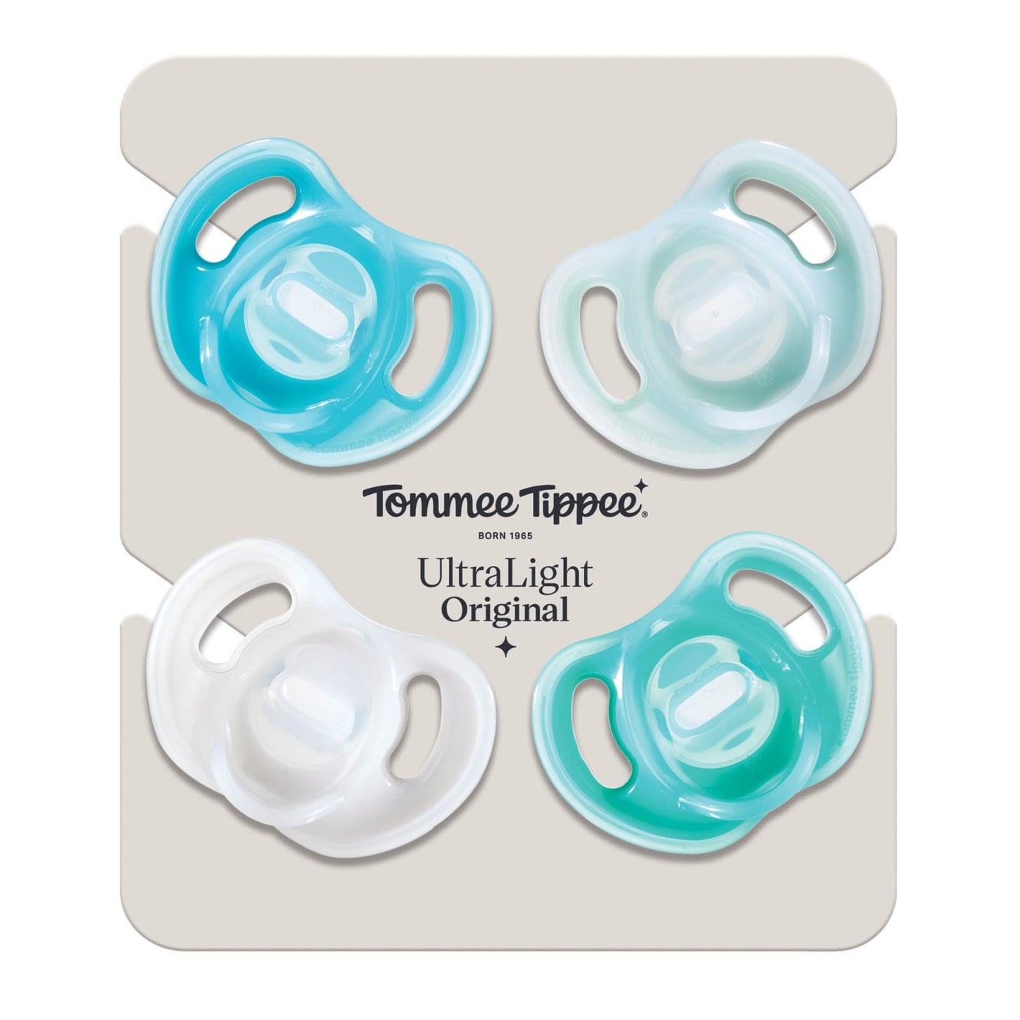 Tommee Tippee Ultra-Light silikoonluttide komplekt, 0–6 kuud, 4 tk, sinine/roheline/läbipaistev