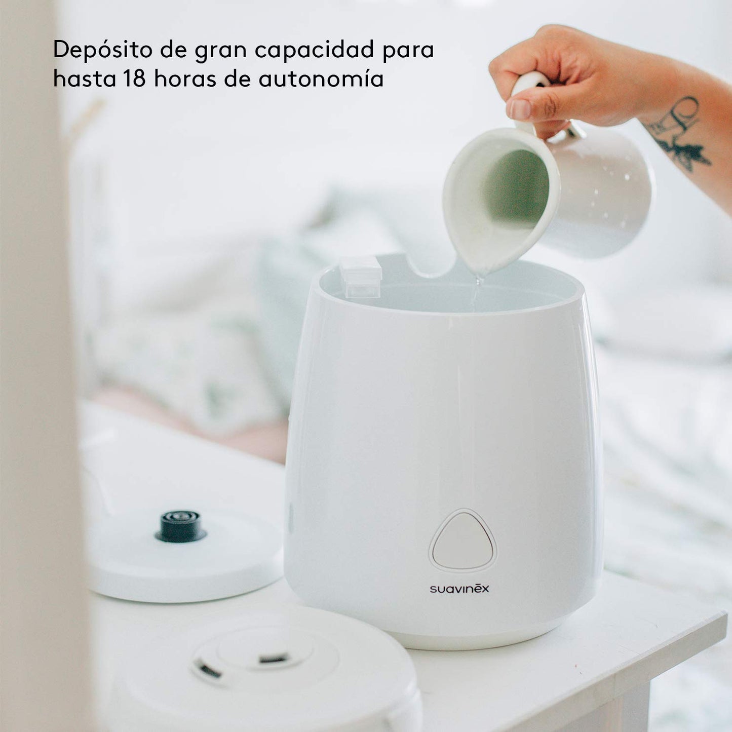 Suavinex SMART õhuniisutaja beebidele, külma uduga, aromateraapia ja öövalgus, valge