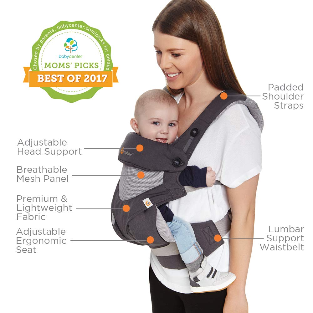 Ergobaby 360 Cool Air Mesh ergonoomiline kandekott, Carbon Grey (5,5–20 kg)
