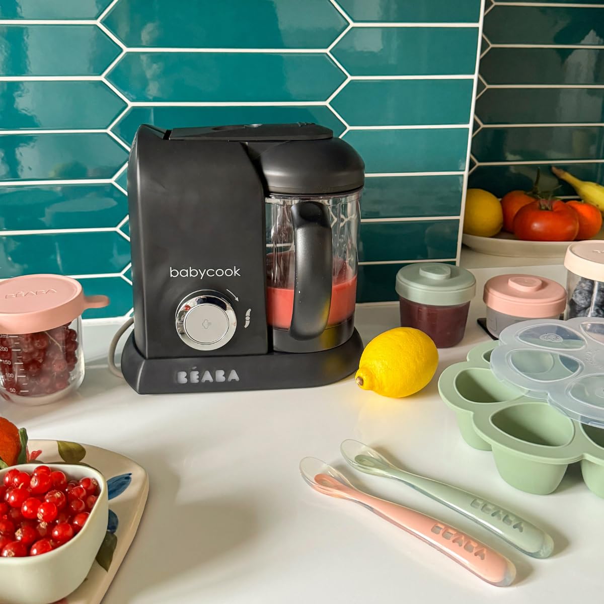 Béaba Babycook Solo 4-in-1 Baby Food Maker – Steaming, Blending, Heating, Defrosting, 1100 ml Capacity, Black
