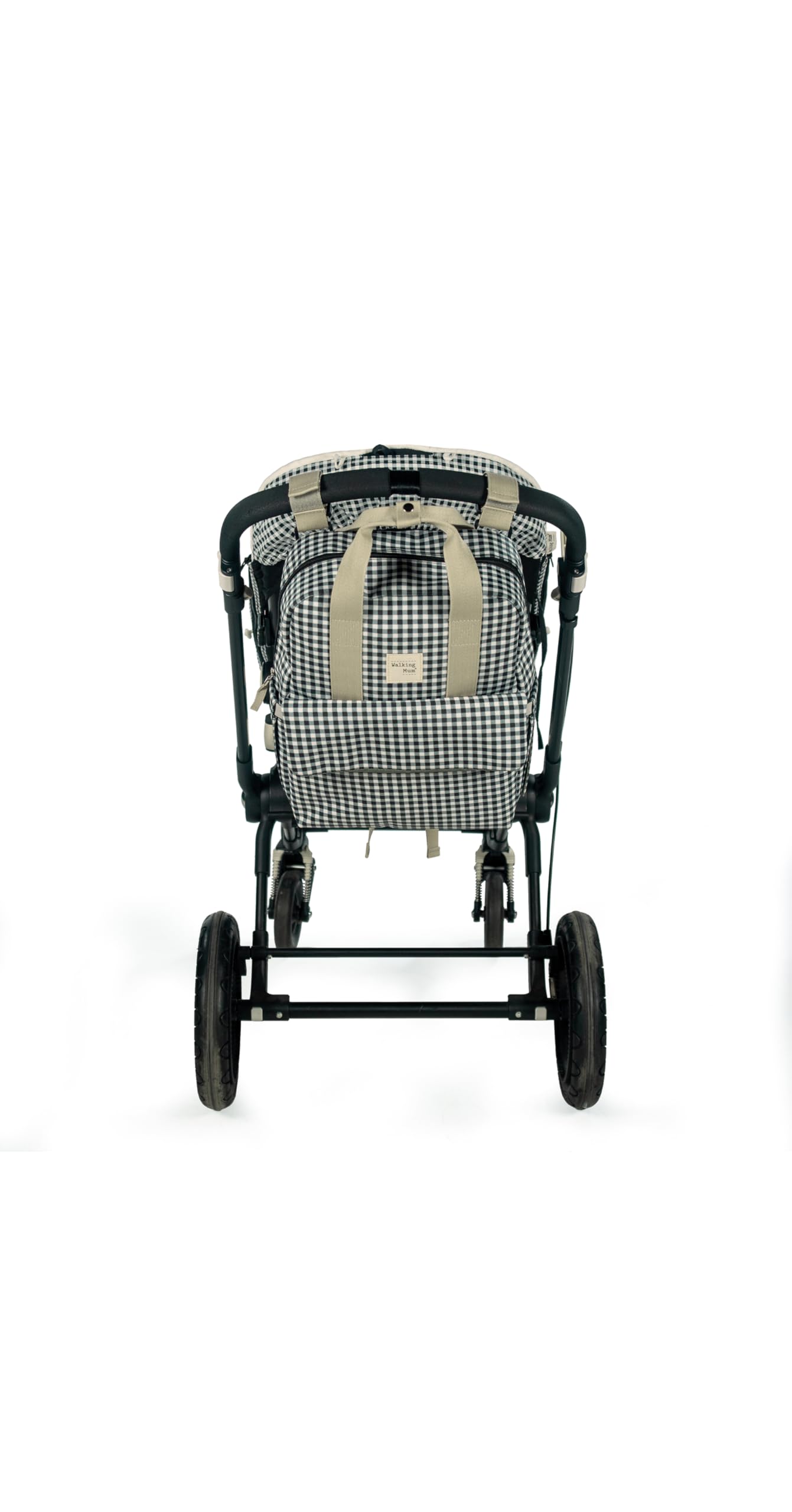 Walking Mum I Love Vichy seljakott ja mähkmekott, must/valge, 37×28×12 cm