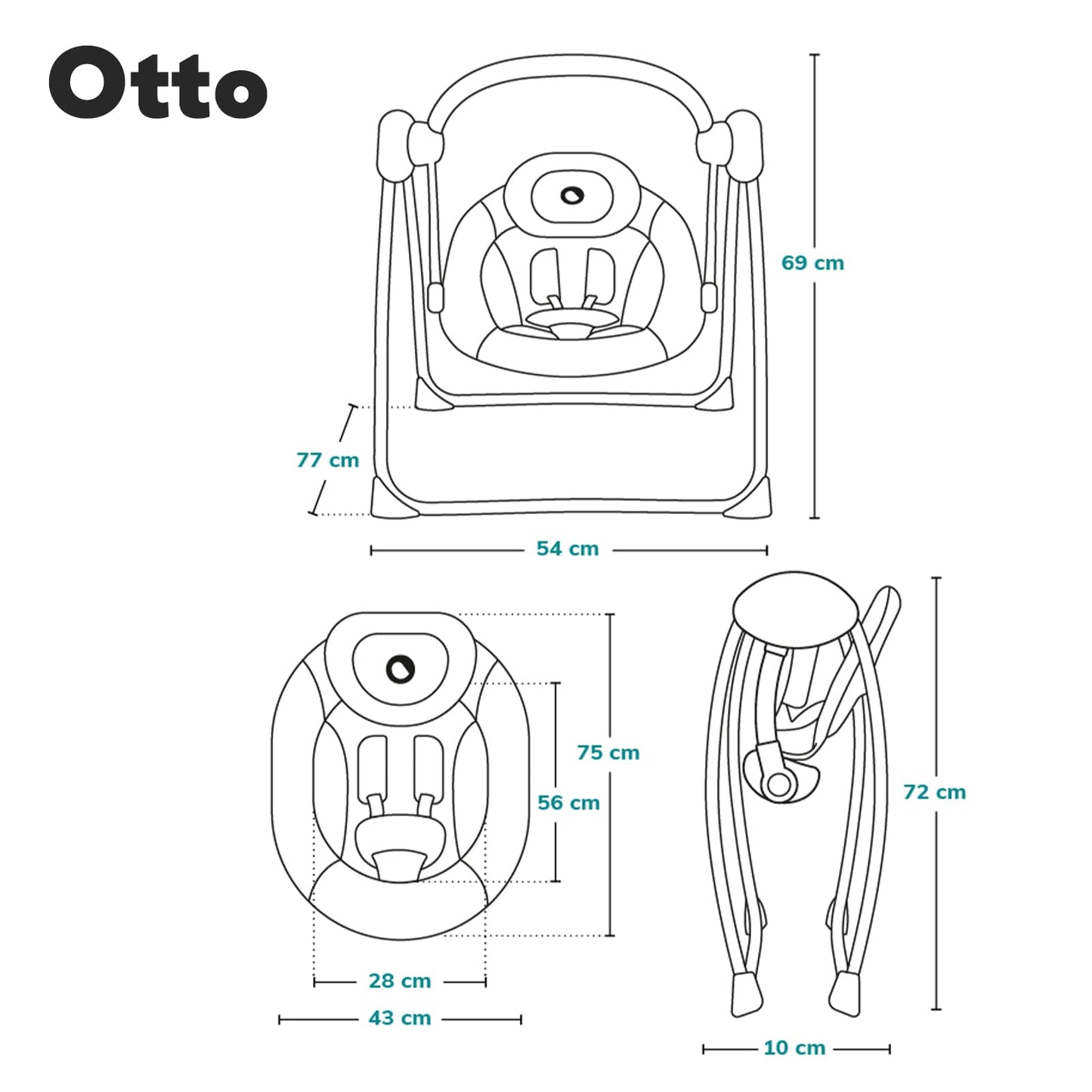 Lionelo Otto elektriline beebitool kiigega, 0–9 kg, hall