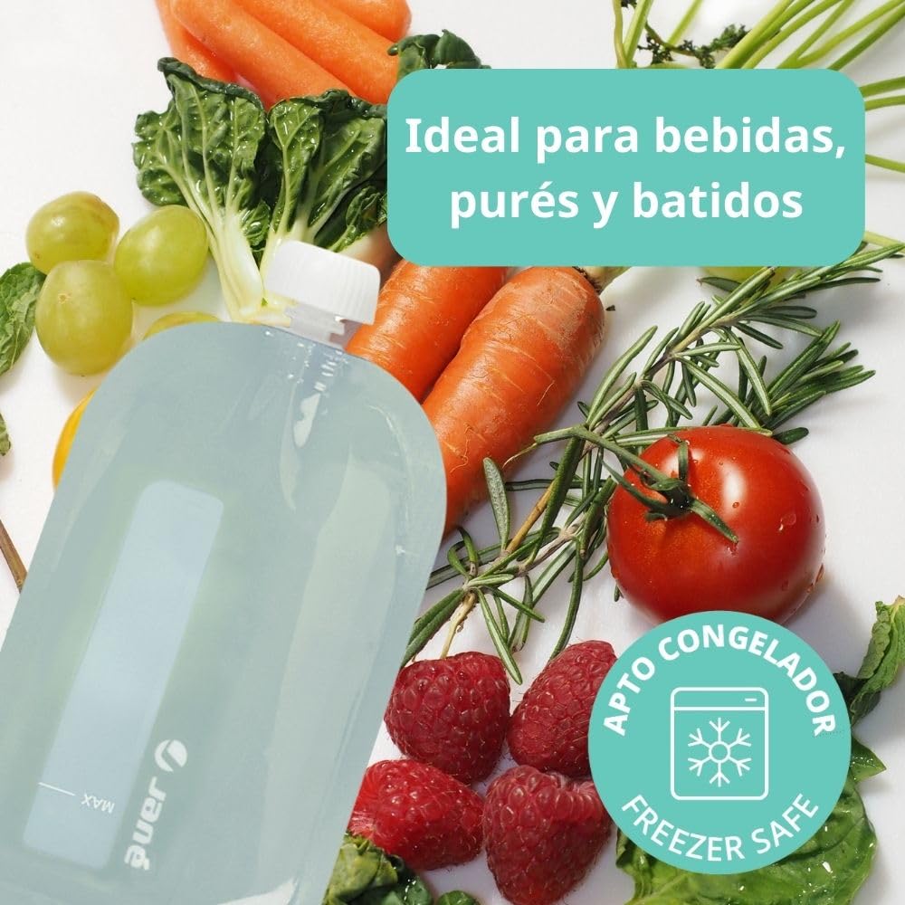 Jané korduvkasutatavad toidupüreedekotid, 12 tk, 200 ml, värvilised
