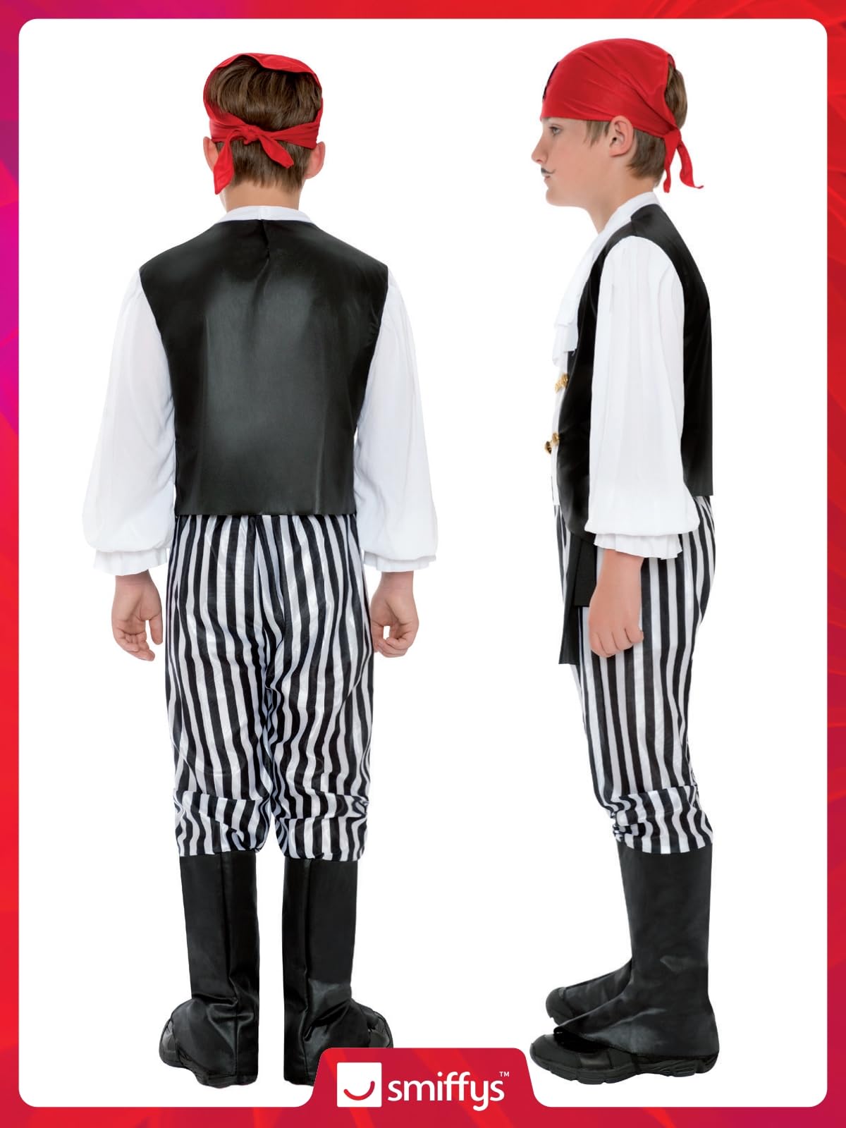 Piratical costume, black and white, 4–6 years