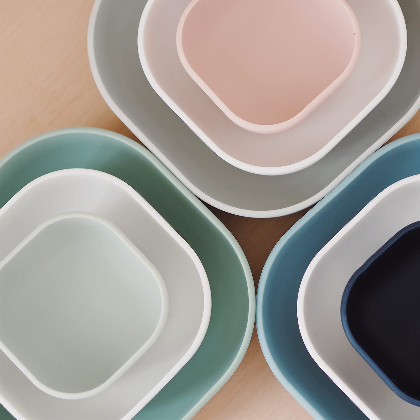 BÉABA virnastatavad silikoonkausid, 3 tk, Velvet Grey / Cotton / Dusty Rose