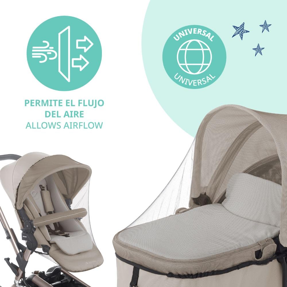 Jané mosquito net for strollers, buggies, carrycots, and infant car seats, universal fit, good visibility, insect protection, includes carry bag