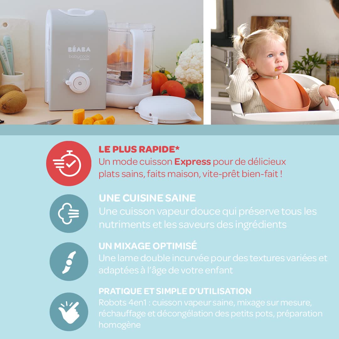 Béaba Babycook Express 4-ühes beebitoidumasin, 1250 ml, samet-hall