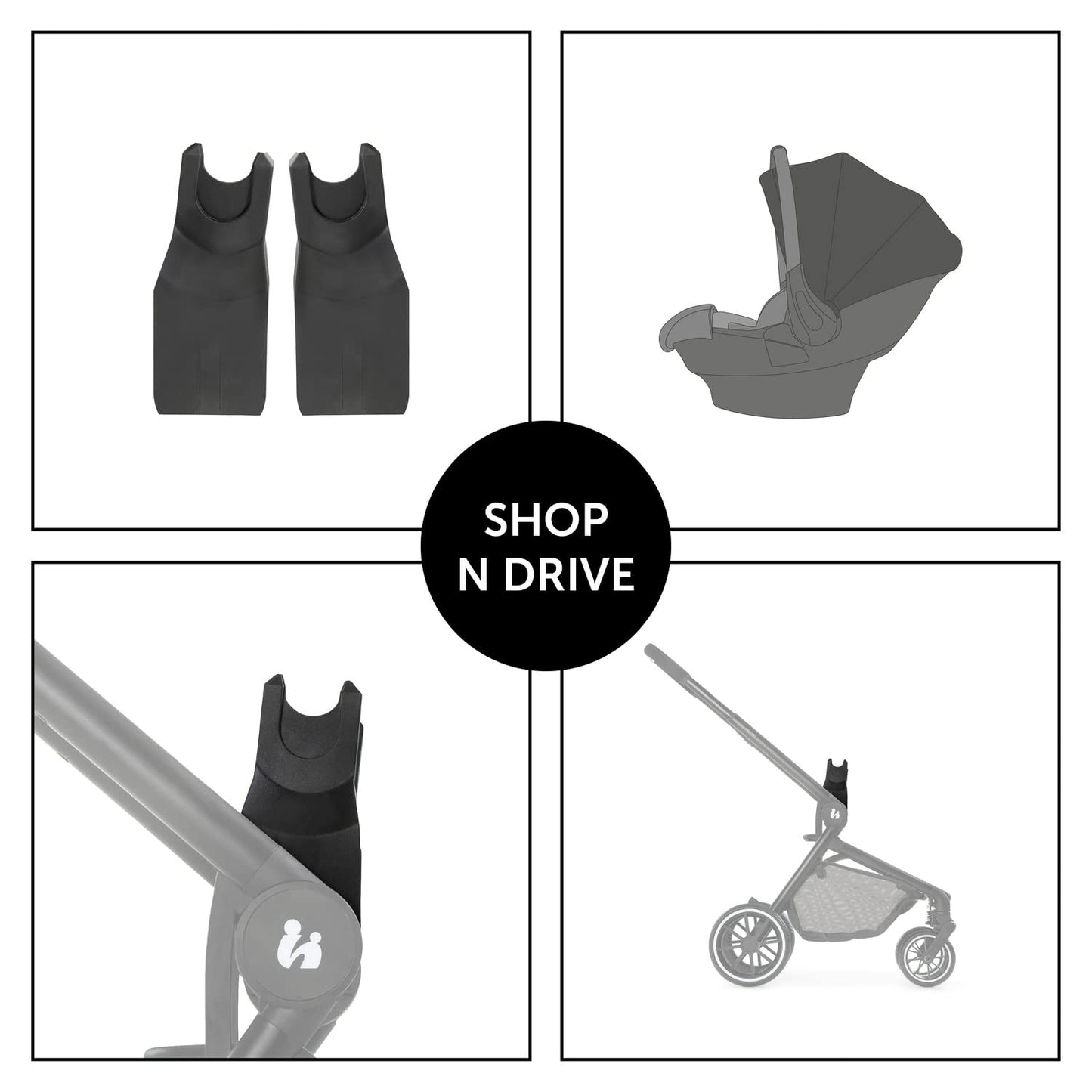 hauck turvahälli adapter vankrile Move so Simply ja Drive N Care, must