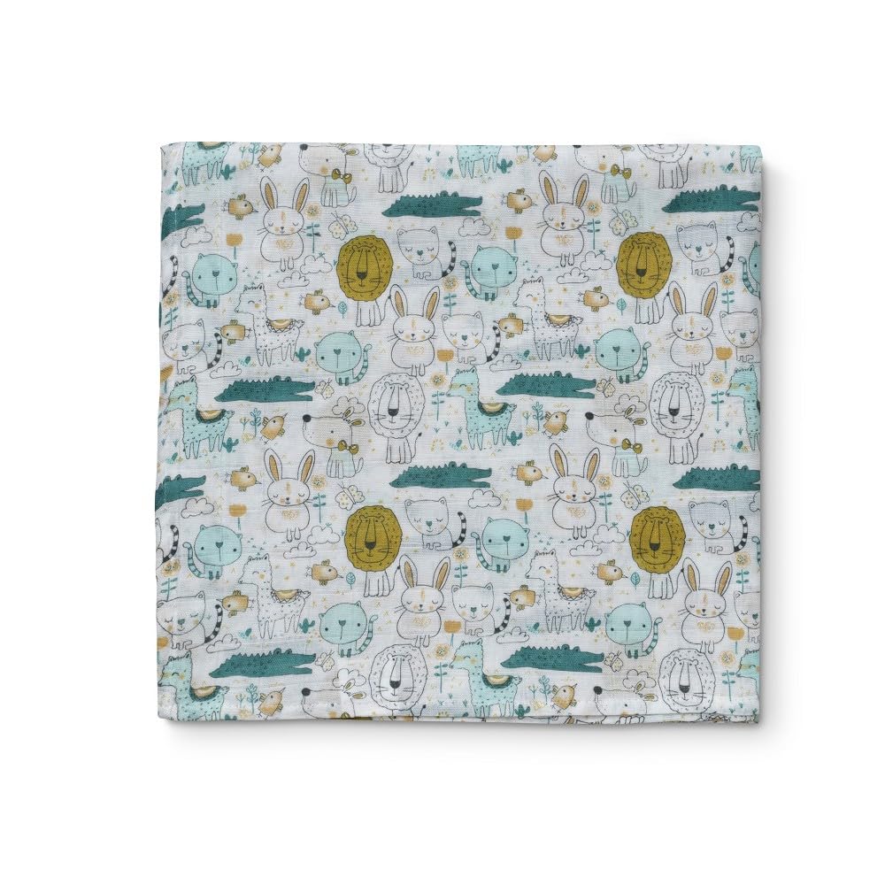 Interbaby bambusest musliintekk beebidele, 120 × 120 cm, 3 tk, loomad