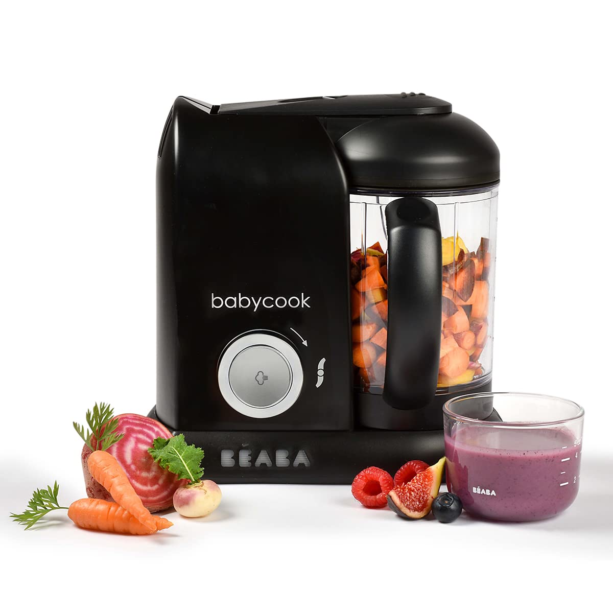 Béaba Babycook Solo 4-in-1 Baby Food Maker – Steaming, Blending, Heating, Defrosting, 1100 ml Capacity, Black