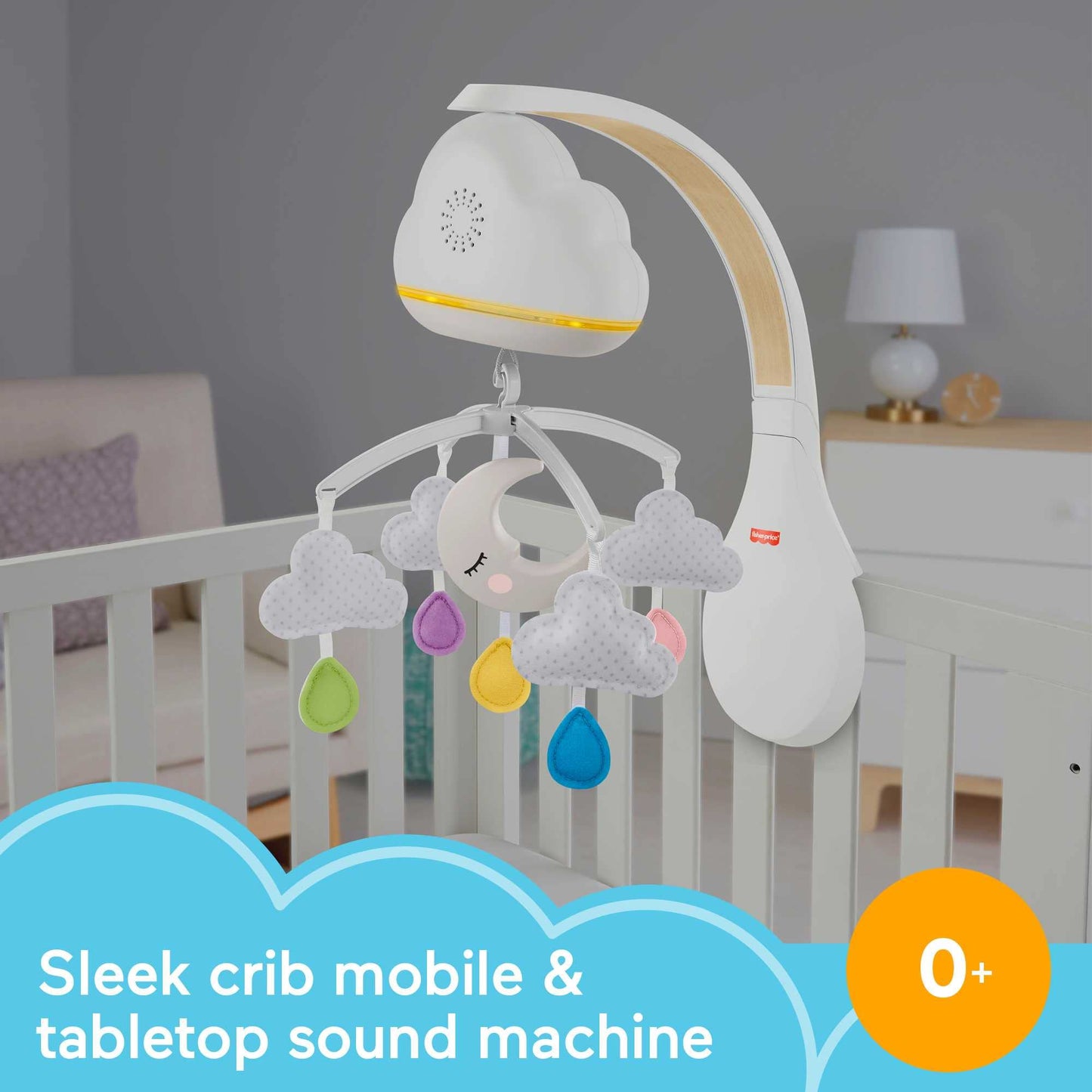 Fisher-Price Calming Clouds muusika- ja valguskarussell, 2-ühes: voodikarussell ja öövalgusti