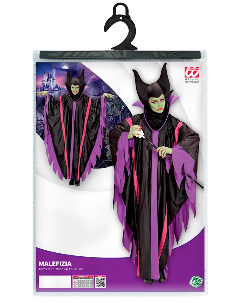 Maleficent costume for women, M-XL, dress and headpiece