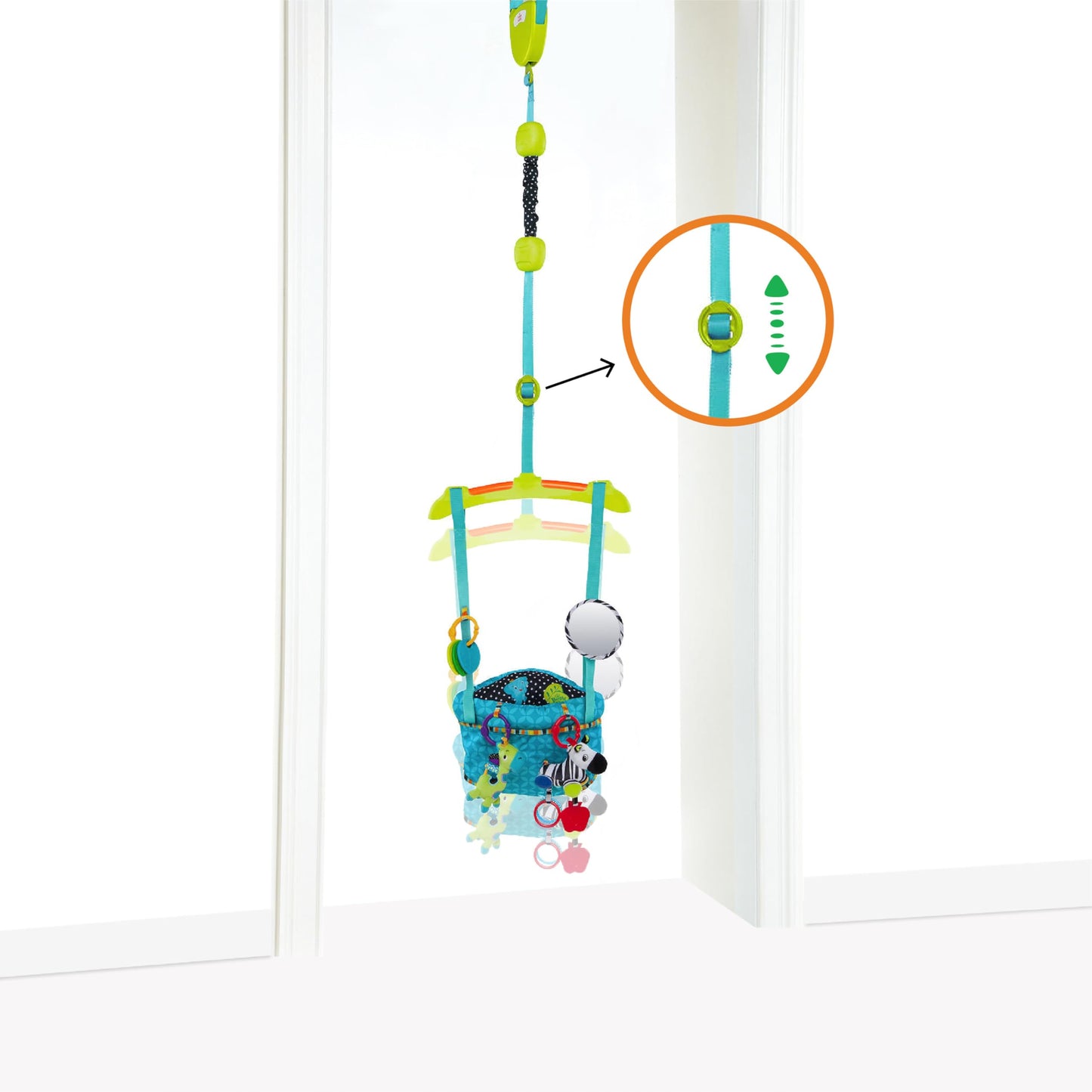 Bright Starts Bounce 'n Spring Deluxe uksekiik beebile, mänguasjadega