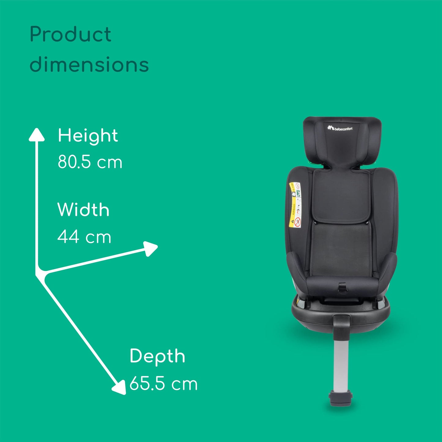 Bebeconfort EvolveFix Plus i-Size car seat, 360° rotating, 0–12 years / 40–150 cm, Black Mist