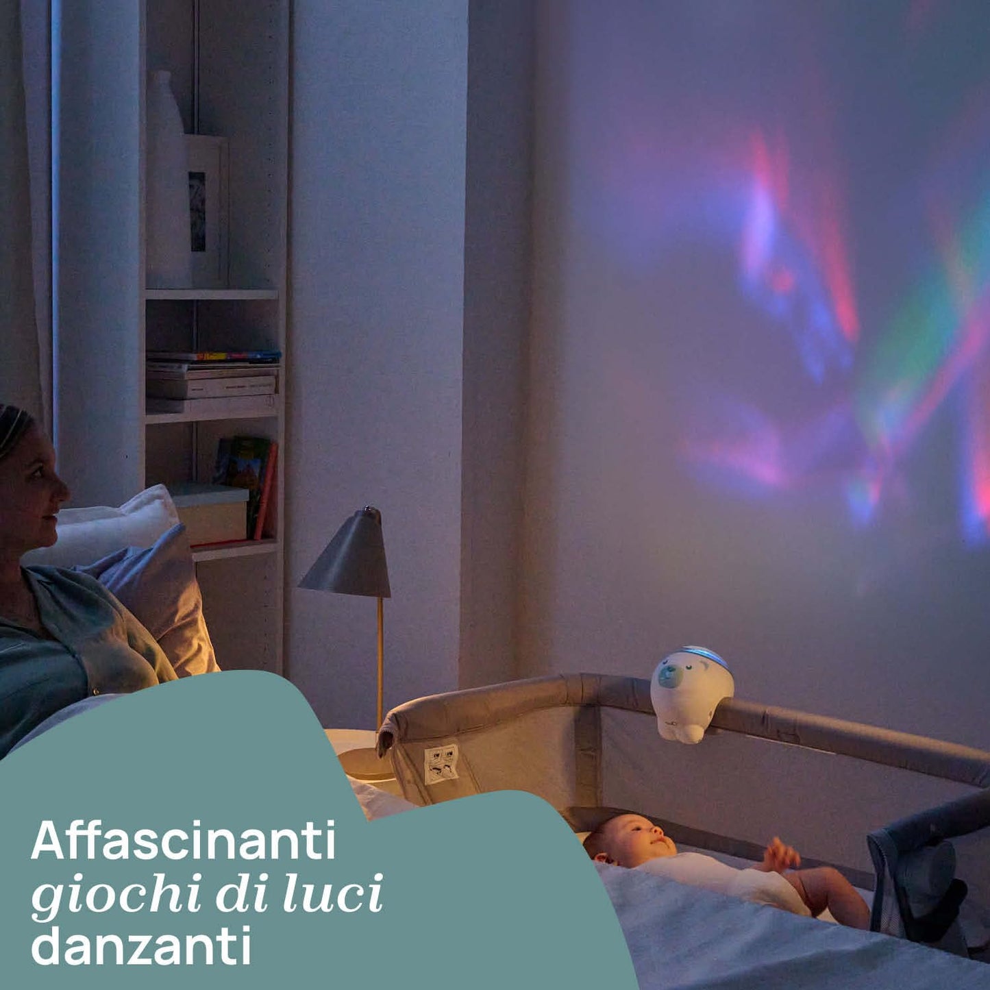 Chicco First Dreams Polar Bear projektor, 2-in-1, öölamp ja hälliprojektor