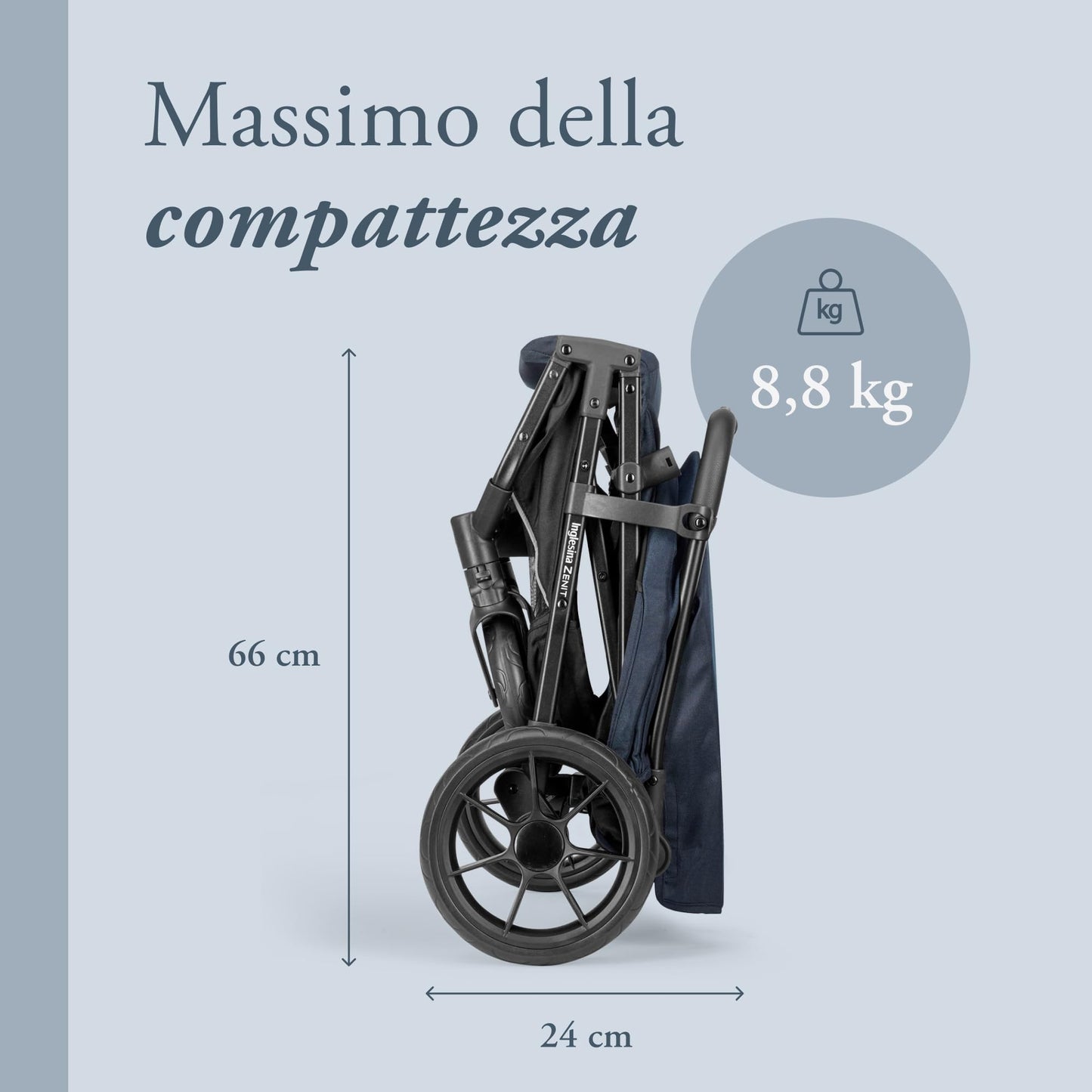 Inglesina Zenit jalutuskäru, roheline, kuni 22 kg, pehme vedrustus ja lai iste
