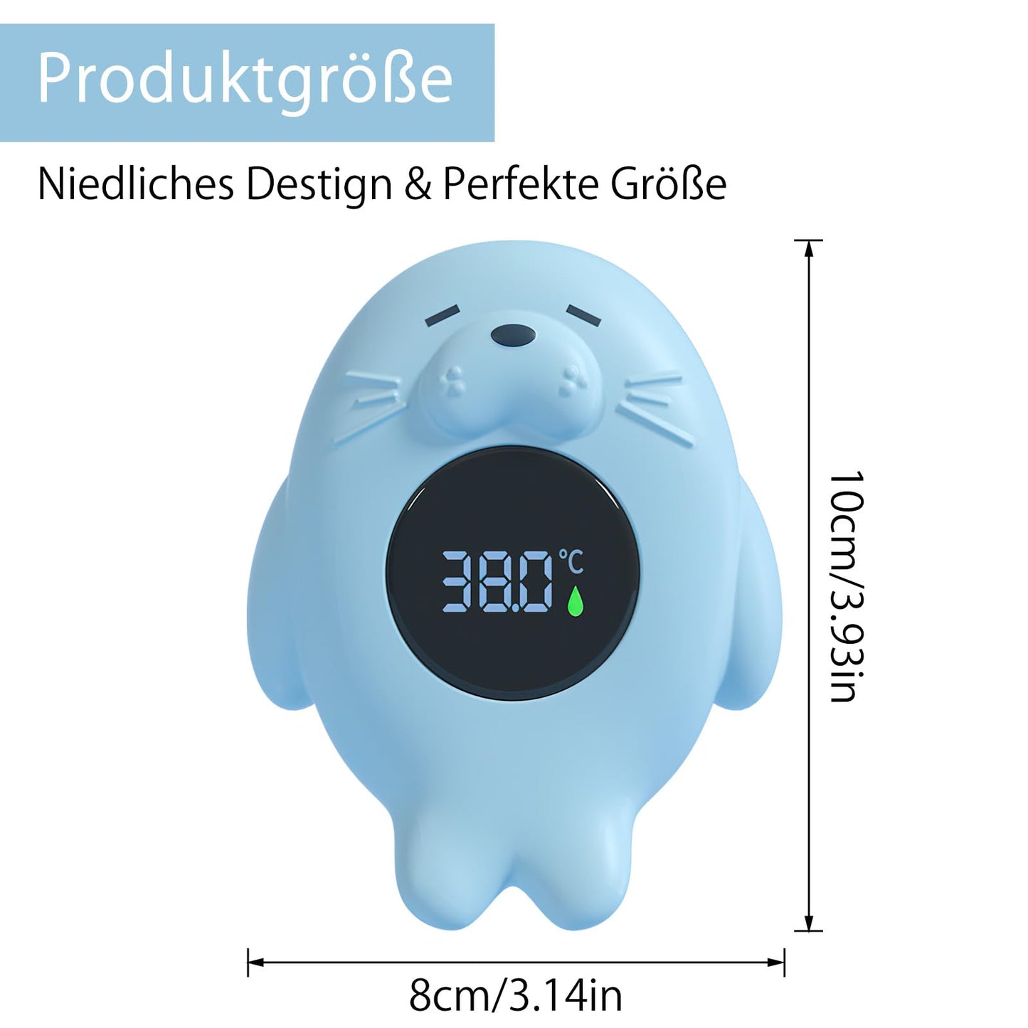 Mayaphilos digital bath thermometer for baby, blue, seal-shaped