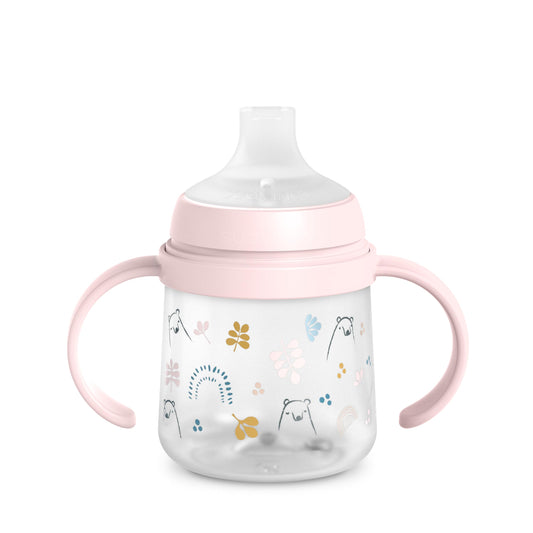 Suavinex Bears treeningtass käepidemetega, 150 ml, roosa