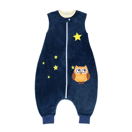 Vine sleeping bag with feet, TOG 1.5, 5-6 years, dark blue owl