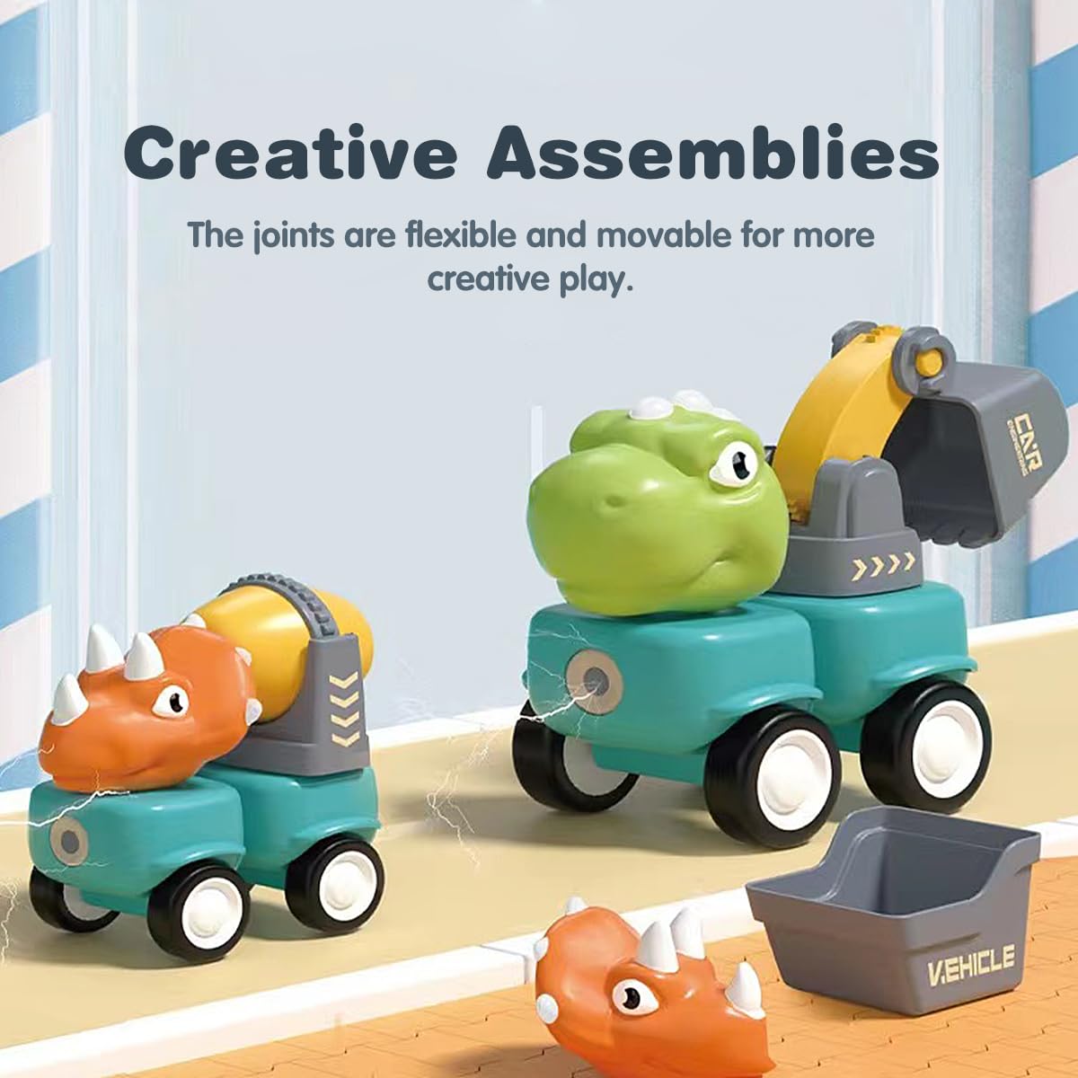 Kizozo DIY dinosauruste auto-komplekt, magnetiline ehitusmänguasi lastele