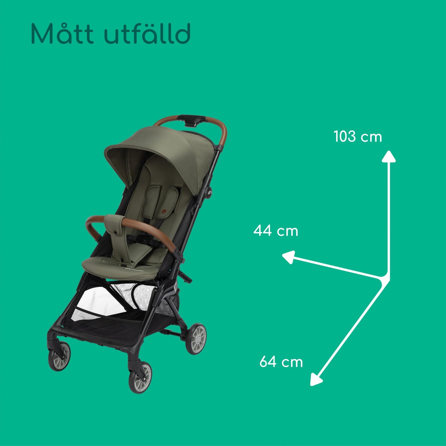 Bebeconfort Zephir lightweight and compact travel stroller, 0–4 years, Mineral Green
