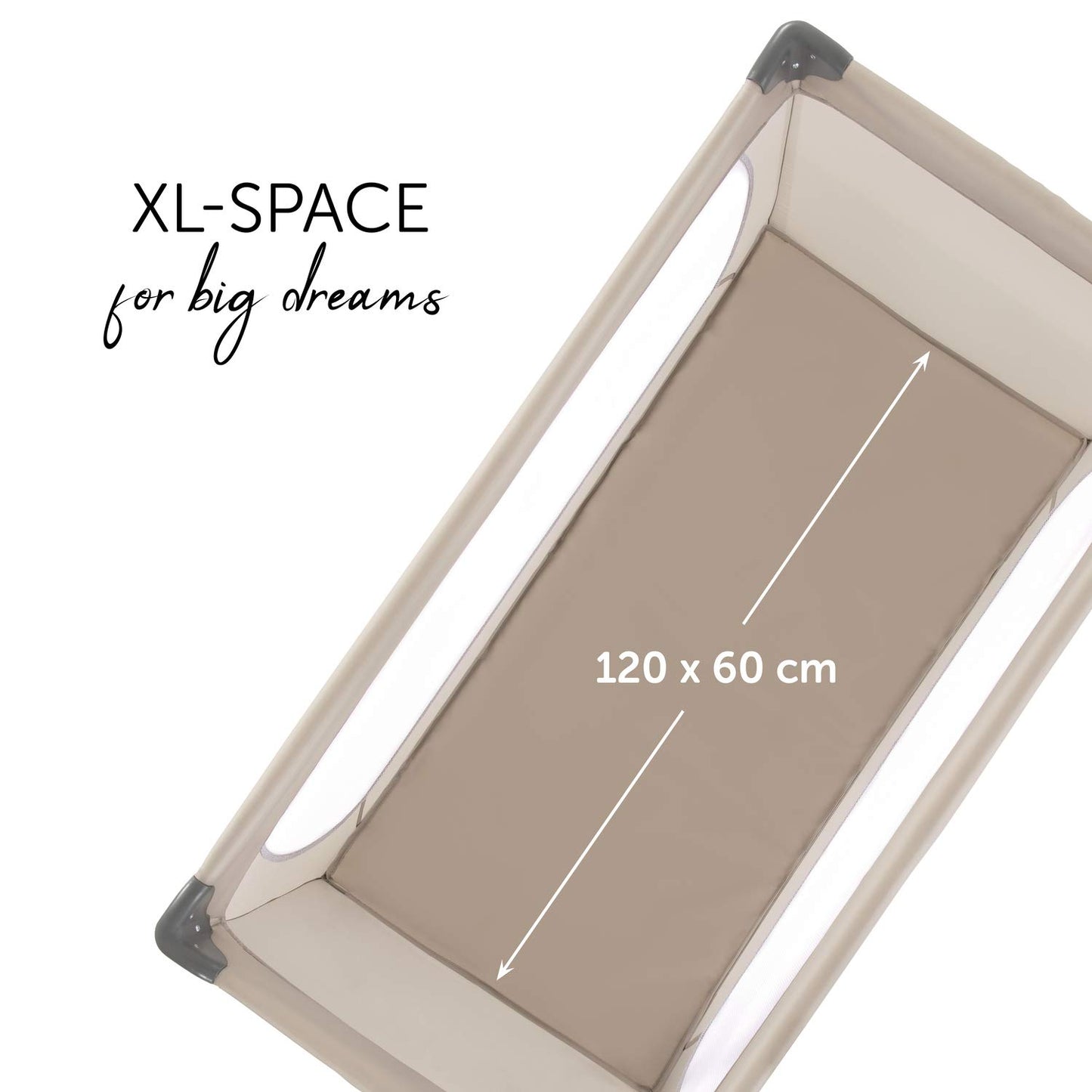 hauck Dream N Play reisivoodi ja mänguaed, kokkupandav, 120×60 cm, beez