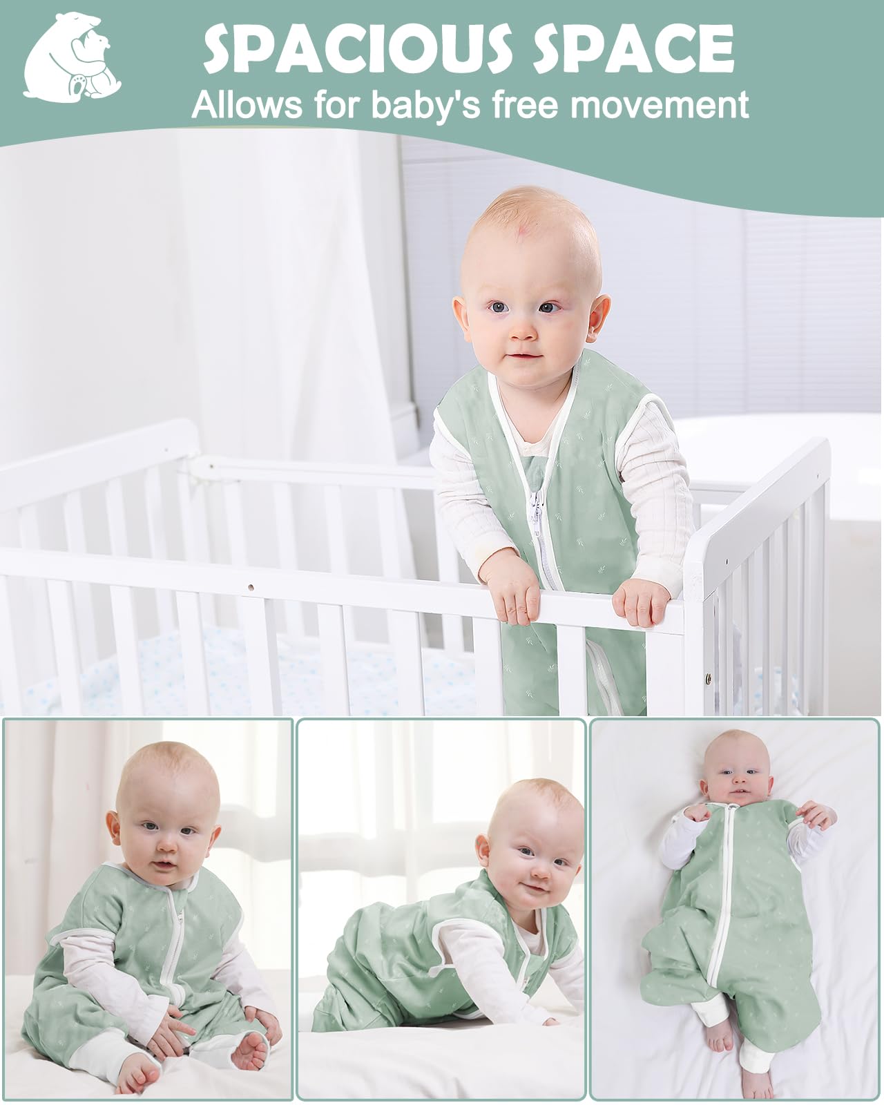 Lictin suvine beebi magamiskott jalgadega, 0.5 TOG, 100% puuvill, 3–4 aastastele