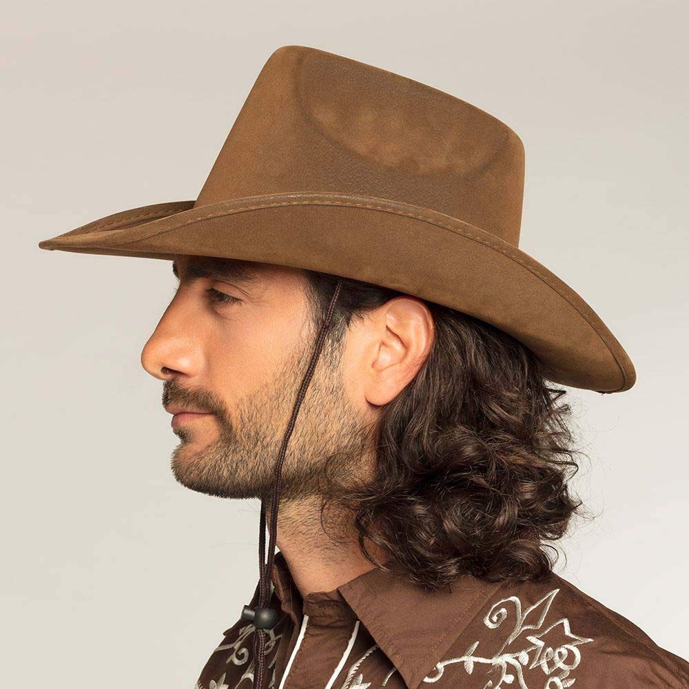 Kostüümi cowboy hat, brown, faux leather, one size fits all