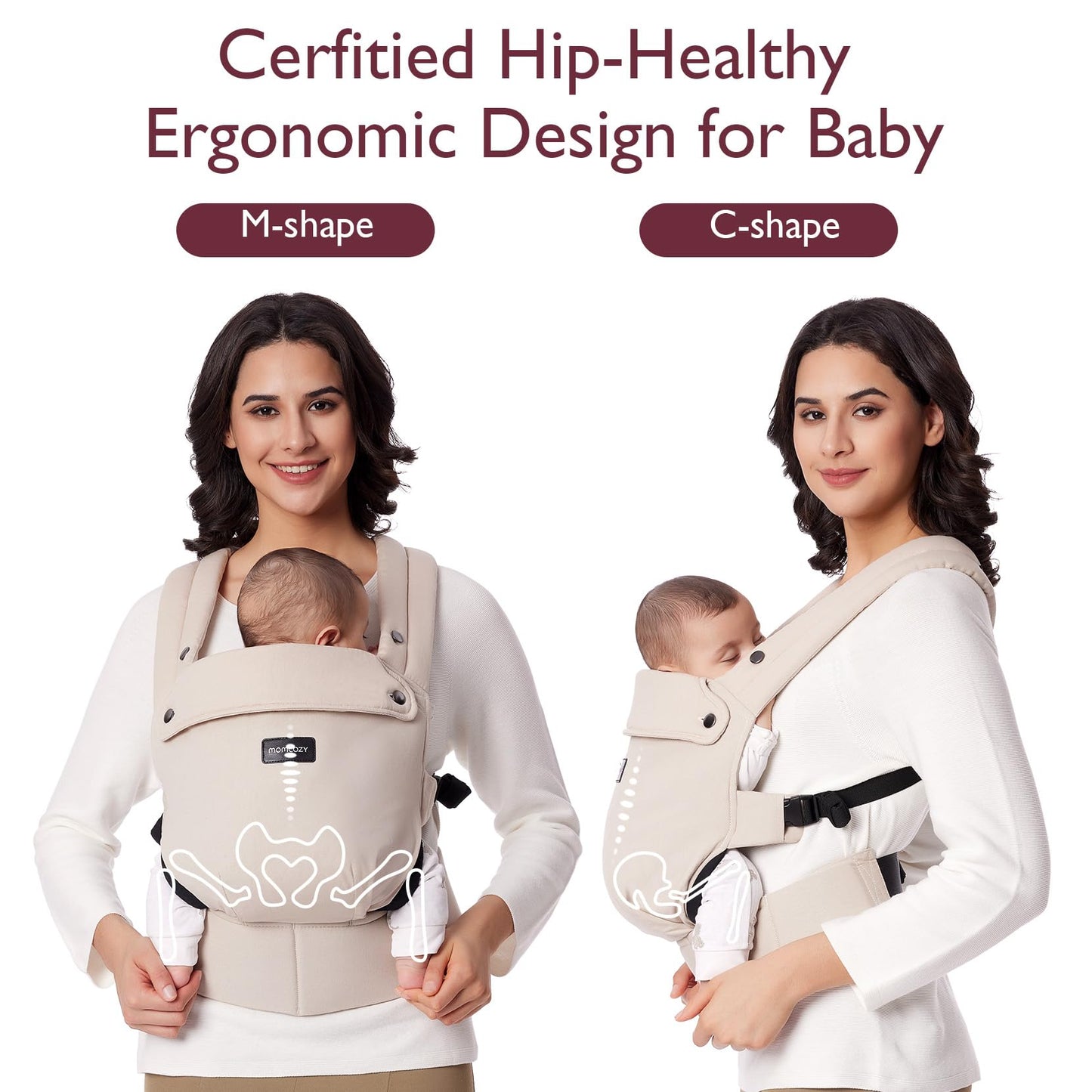 Momcozy ergonoomiline beebikandekott, 3–24 kuud, kerge ja mugav, alaseljatoega, beež