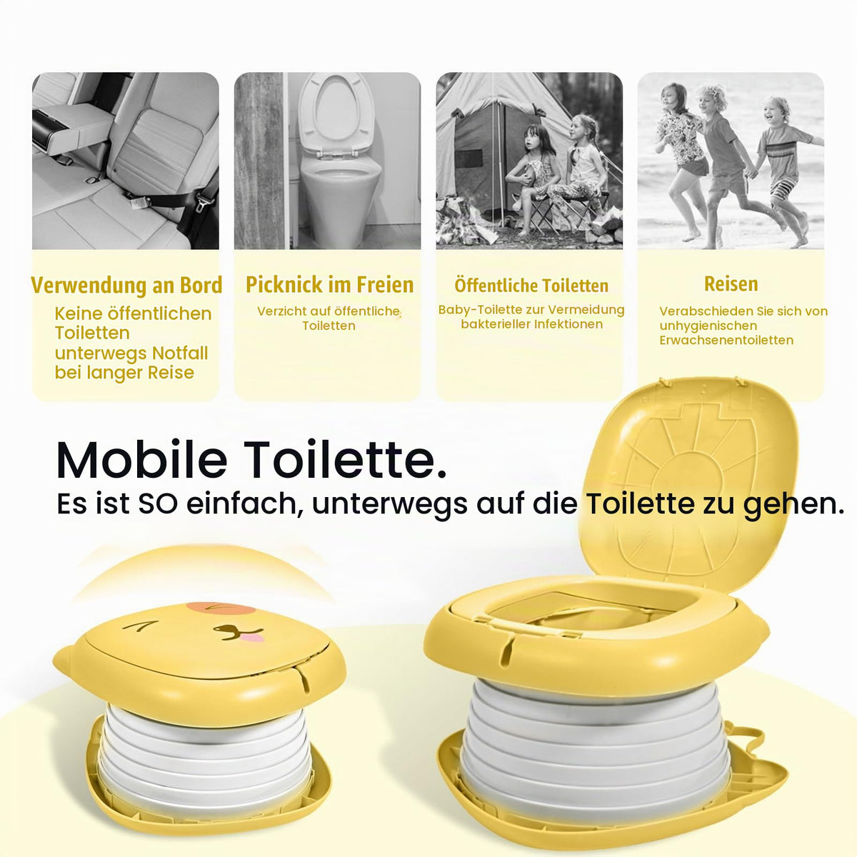 XINYUDAILY potiiste kokkupandav reisipott, kollane, mudel 25