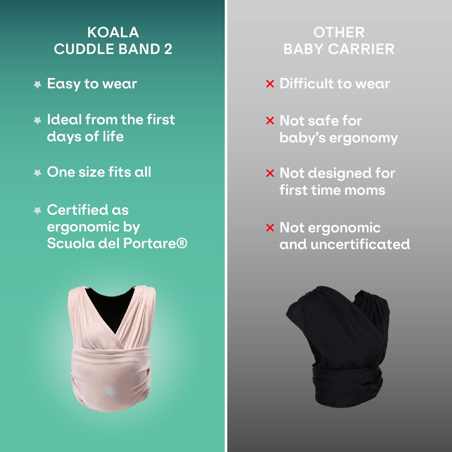 Koala Babycare elastne beebikandmislina vastsündinule, kuni 15 kg, roosa
