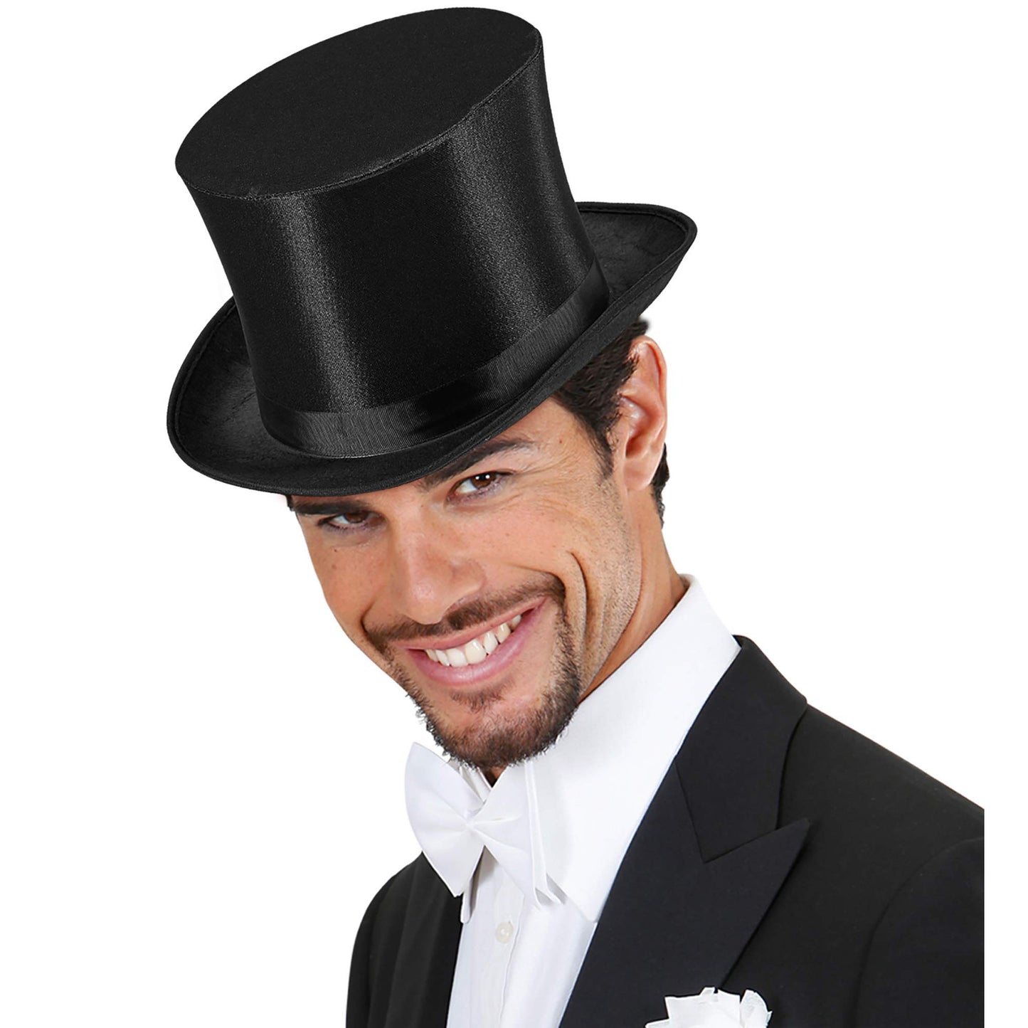 Kostüümi top hat, satin, black, one size fits all