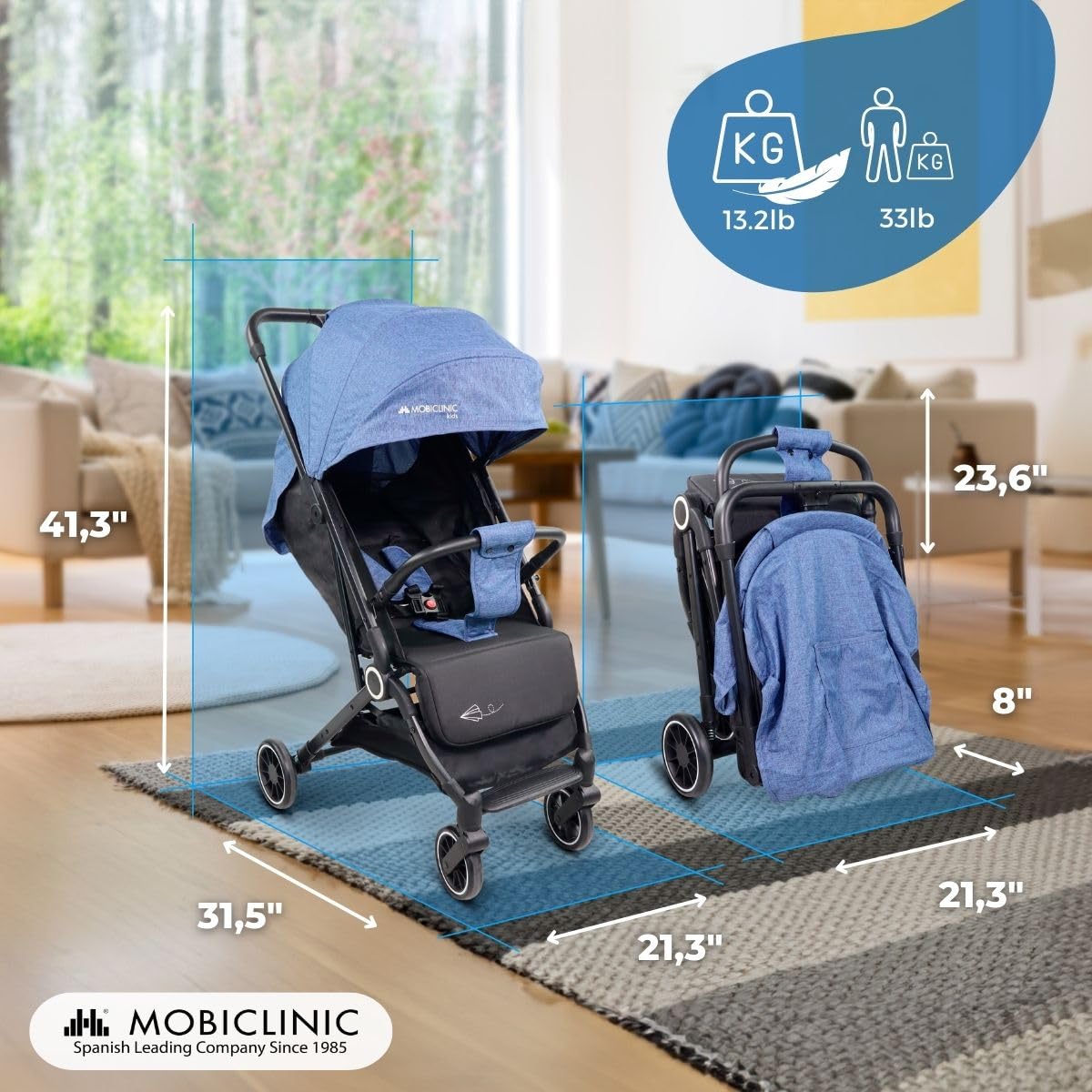 Mobiclinic ultrakompaktne kergkäru Trip, sinine