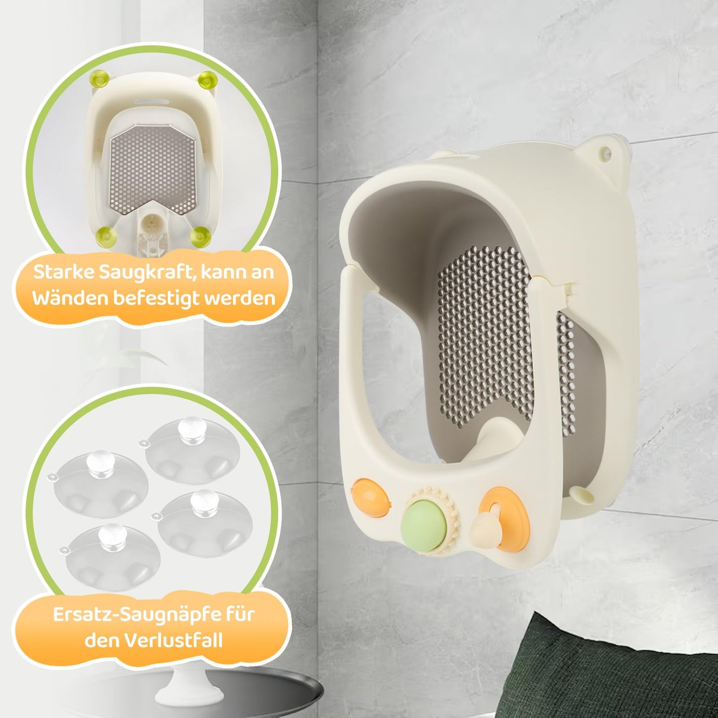 Aragallant baby bath seat with toys, 6–18 months, white