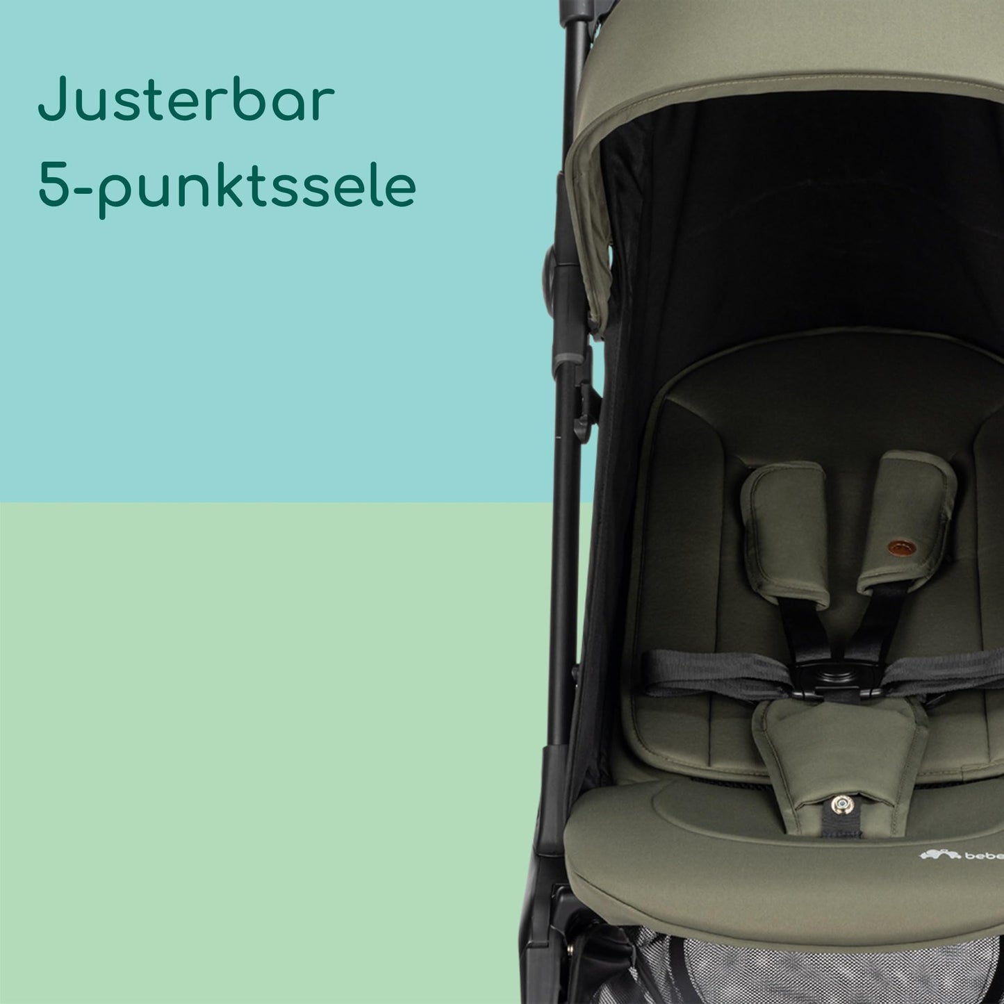 Bebeconfort Zephir lightweight and compact travel stroller, 0–4 years, Mineral Green