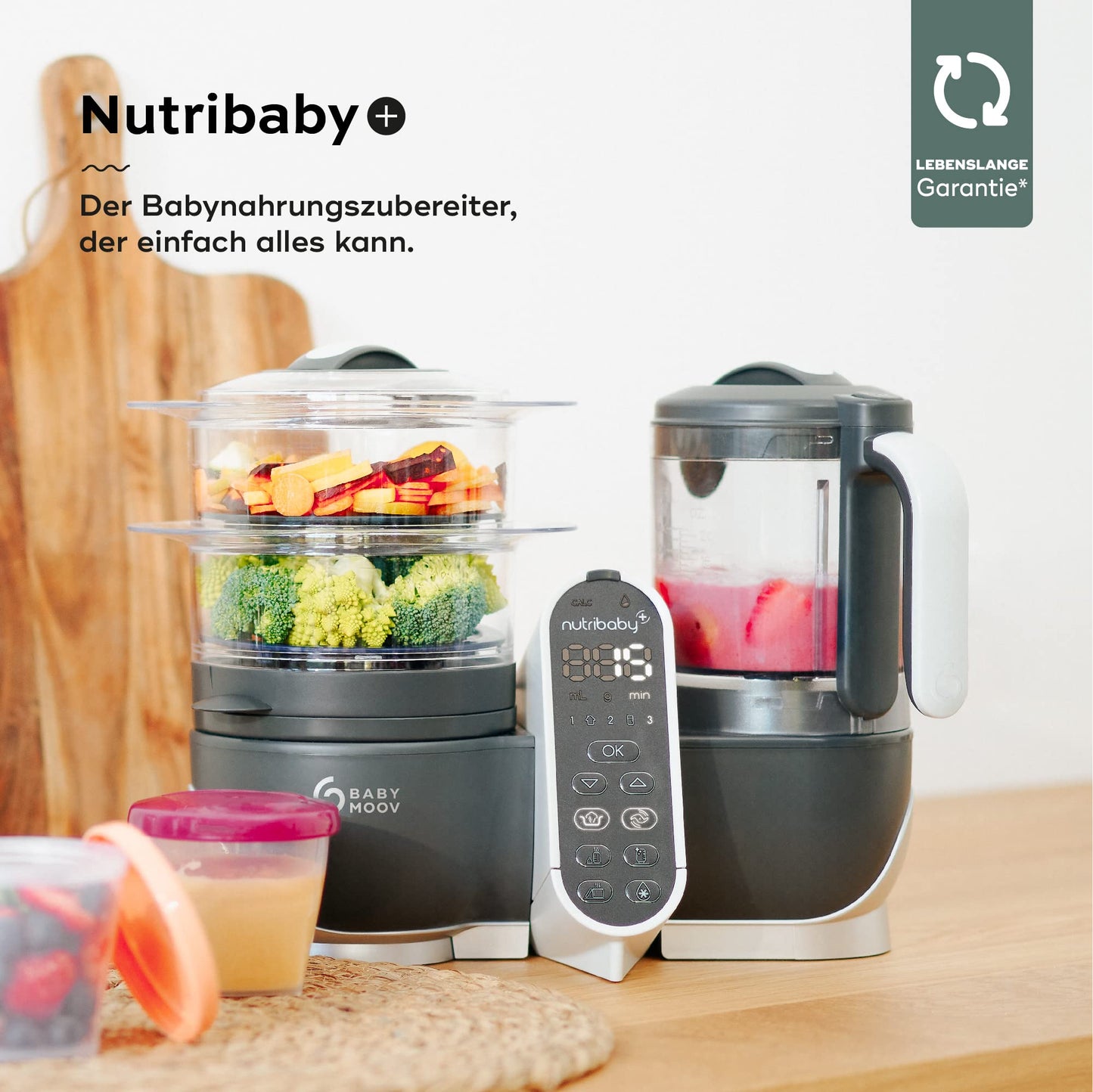 Babymoov Nutribaby Plus 6-ühes toidutegija, 2200 ml, Industrial Grey