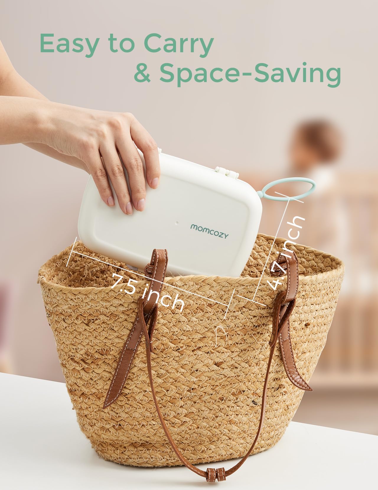 Momcozy 7-ühes beebipudelite puhastuskomplekt silikoonharjade ja kuivatusrestiga, roheline