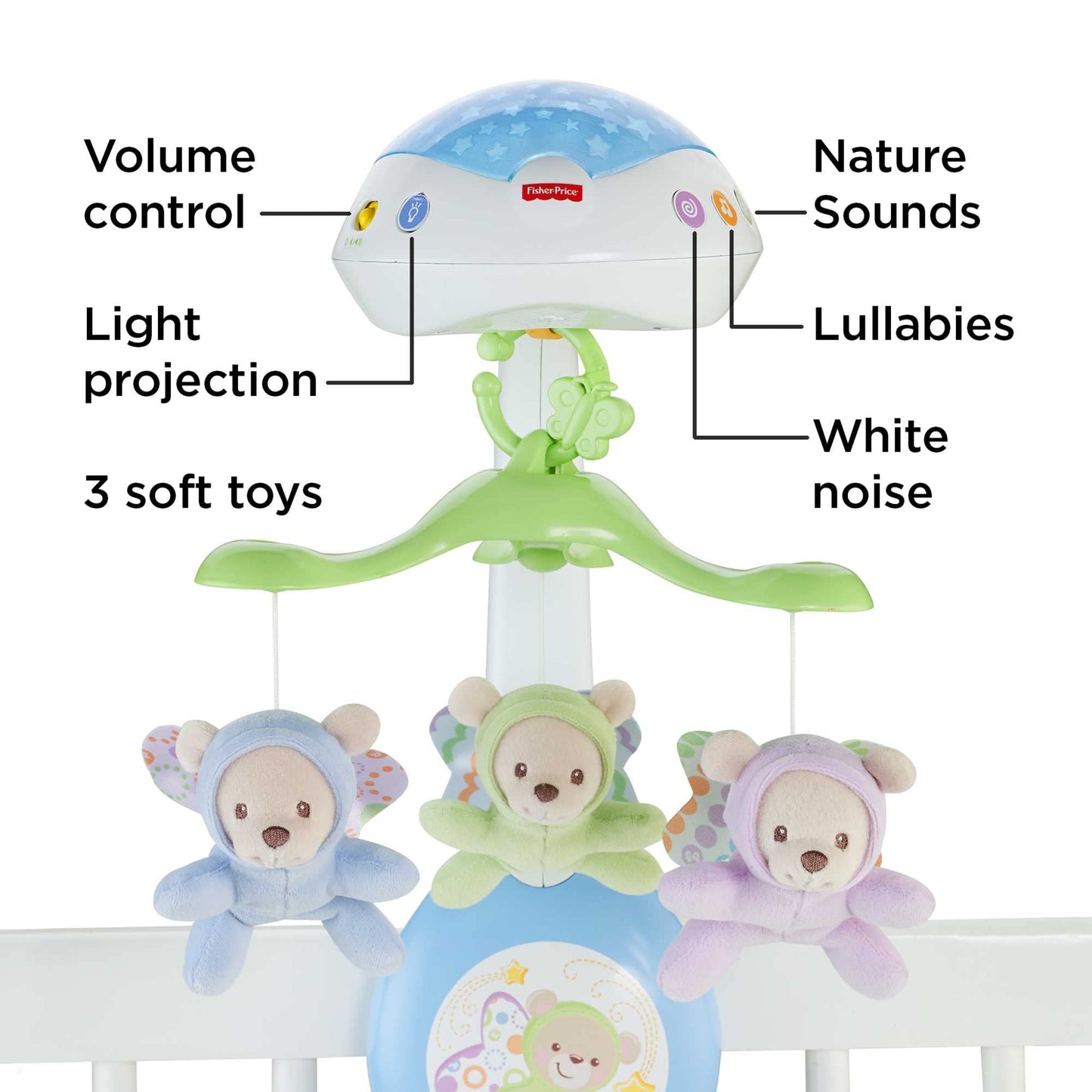 Fisher-Price Butterfly Dreams 3-ühes voodikarusell