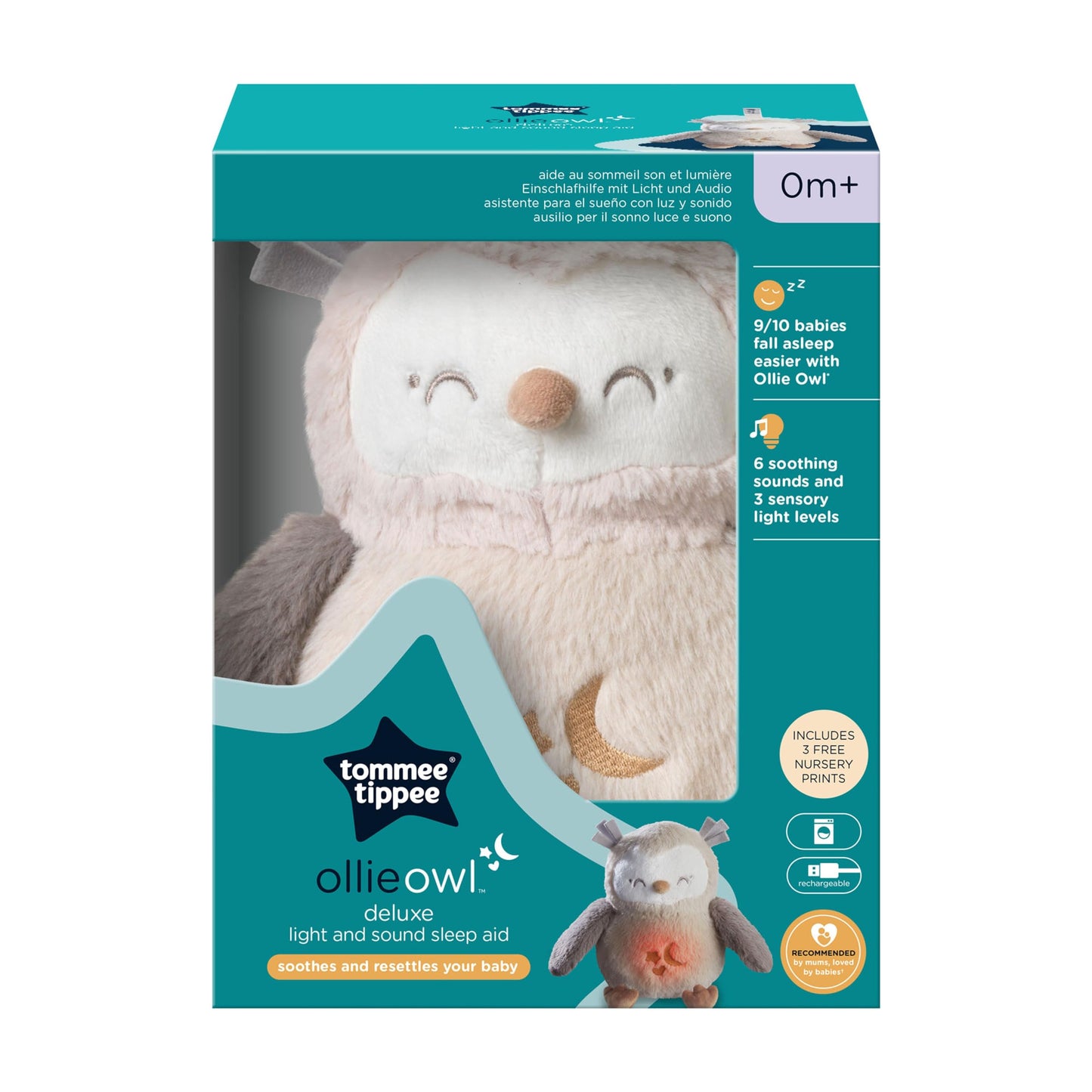 Tommee Tippee OllieOwl Deluxe helide ja valgusega uneabiline beebidele, CrySensor, USB-laetav