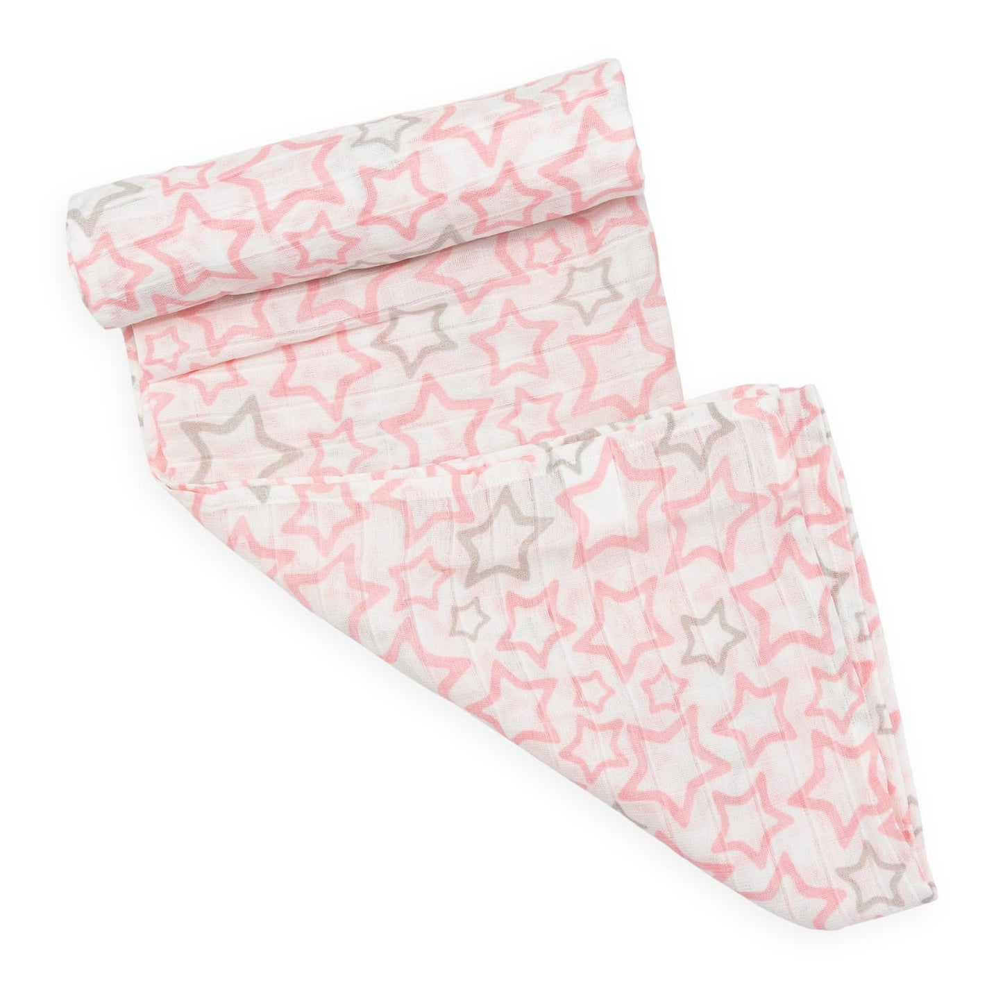 Ti TIN 100% puuvillane musliinlina, roosade tähtedega, 125×125 cm