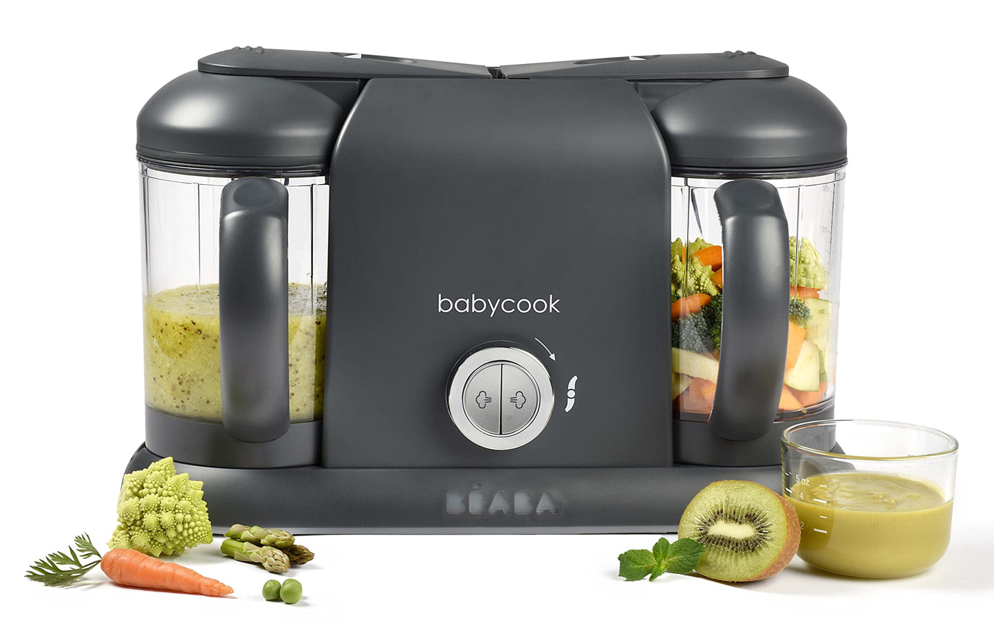 Béaba Babycook Duo 4-in-1 Food Processor – Steam, Blend, Reheat, Defrost, 2200 ml Capacity, Dark Grey