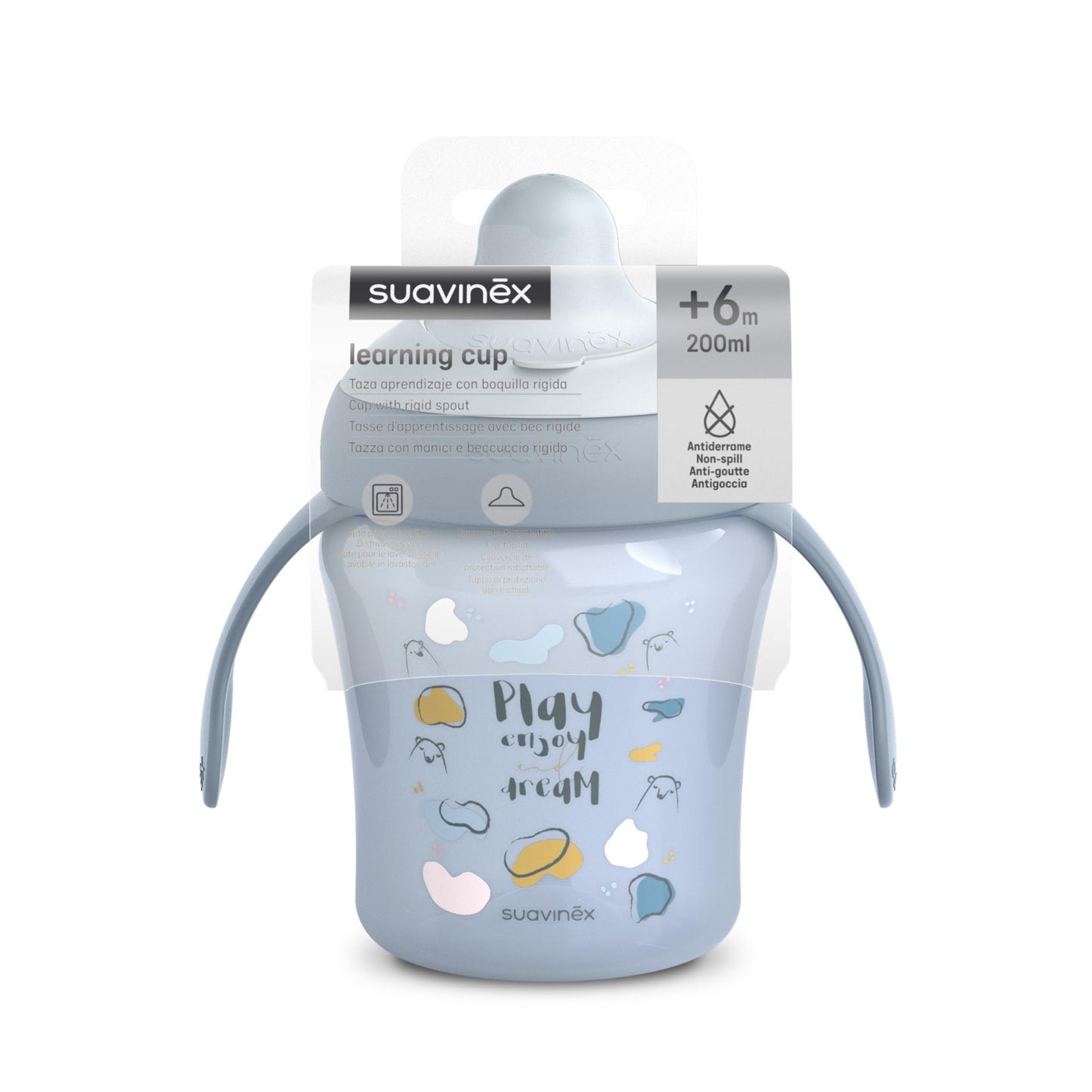 Suavinex õppimistass beebidele, lekkekindel, sinine „Bears“, 200 ml