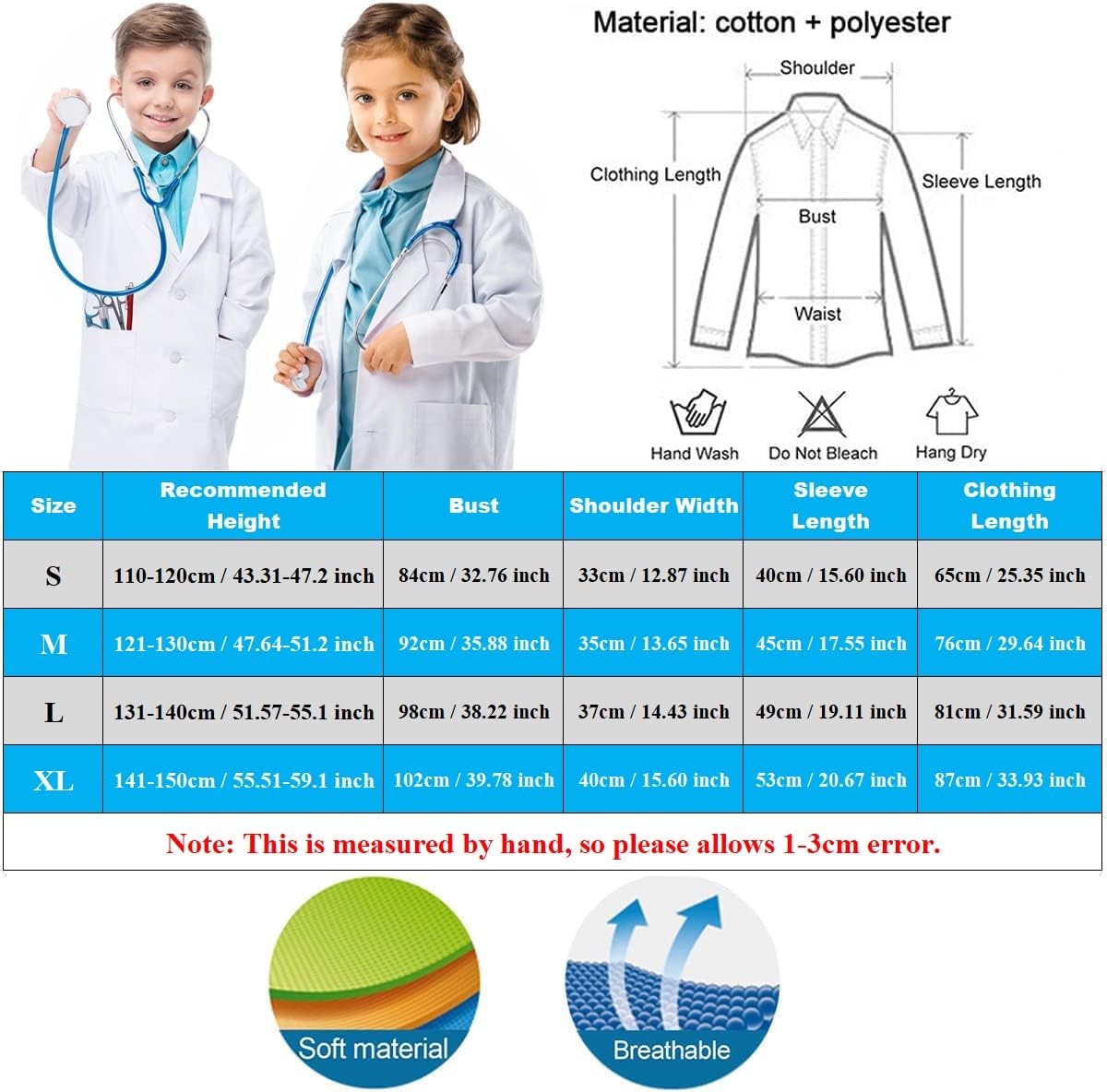 CoatCool children's scientist costume with white lab coat, 140-150cm