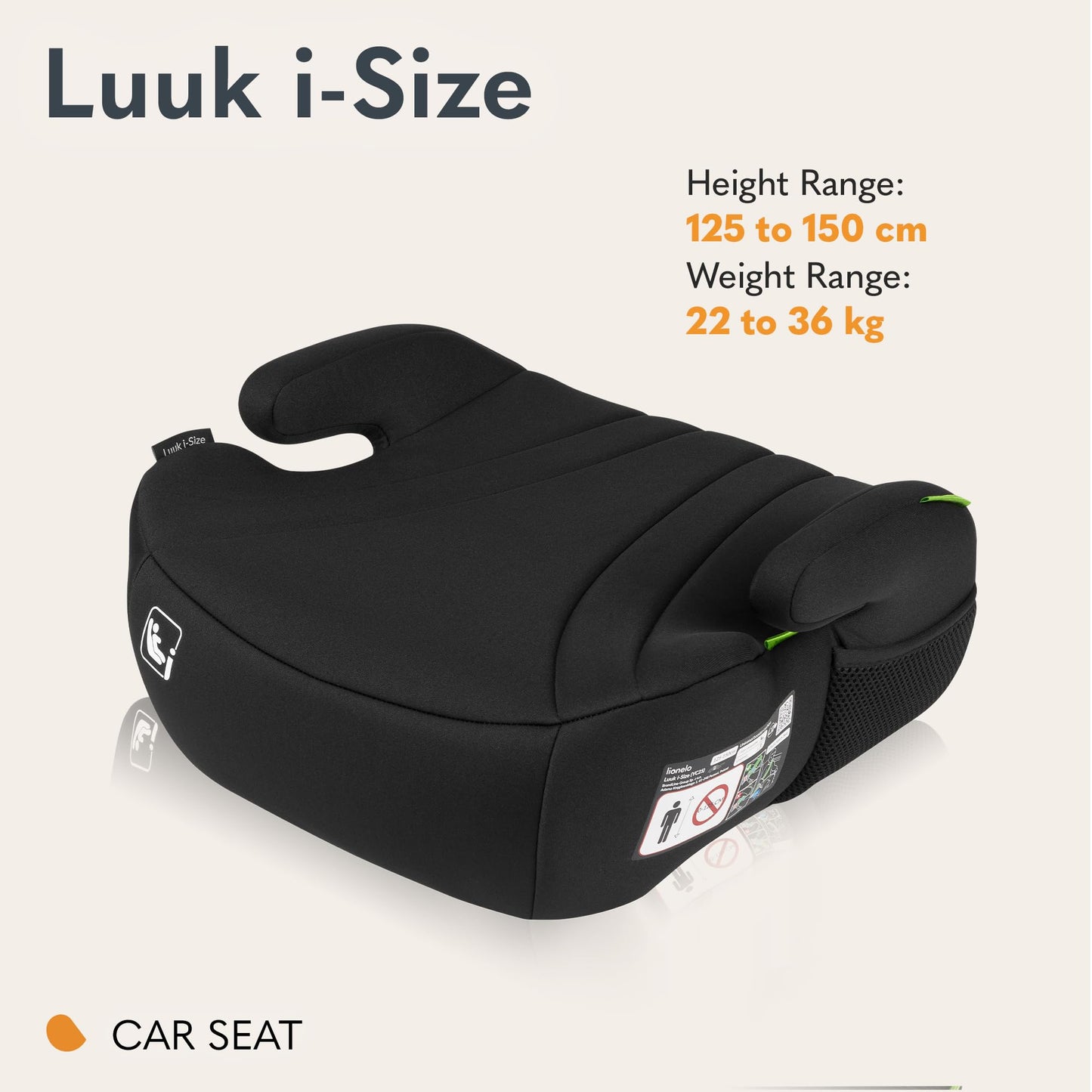 Lionelo Luuk I-Size turvaiste 22–36 kg / 125–150 cm, must