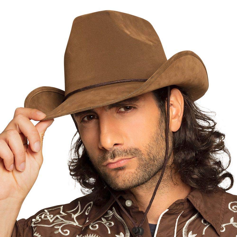 Kostüümi cowboy hat, brown, faux leather, one size fits all